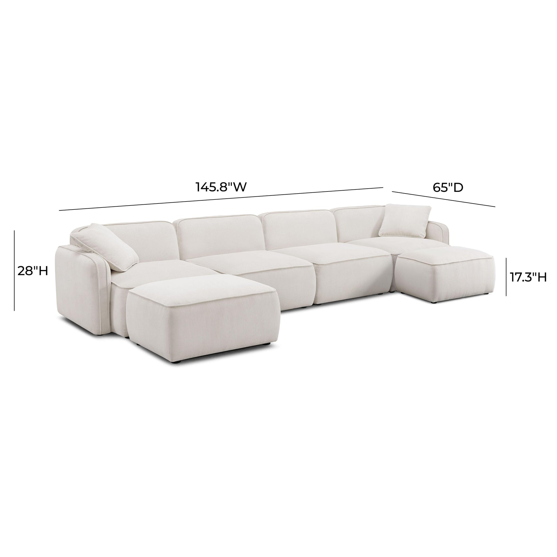 Travie 6 Pieceperformance Corduroy Velvet Modular U Sectional by TOV L69185
