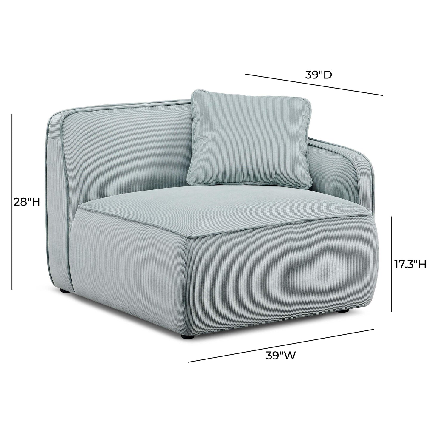 Travie Performance Corduroy Velvet Raf Corner Chair by TOV L69168