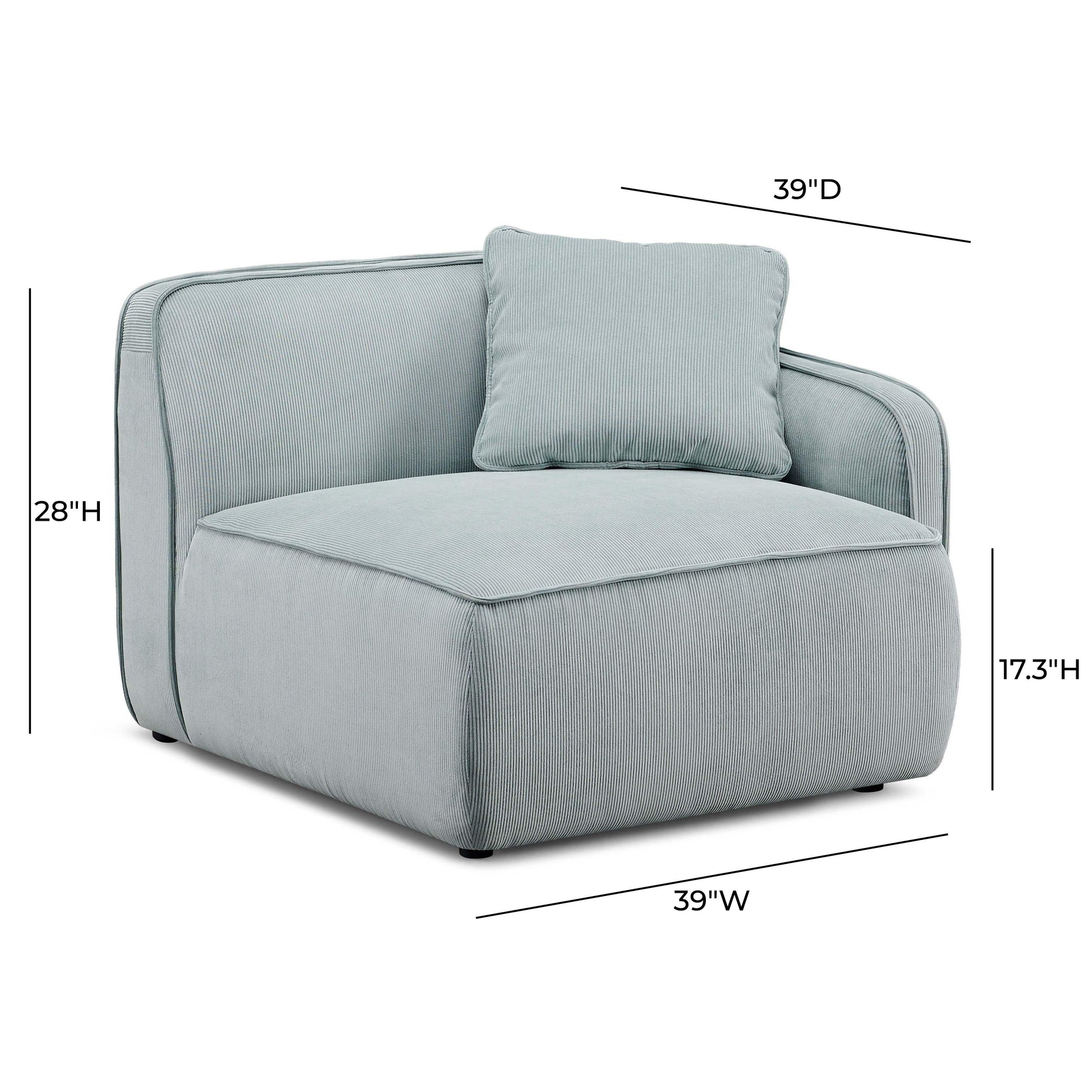 Travie Performance Corduroy Velvet Raf Corner Chair by TOV L69178