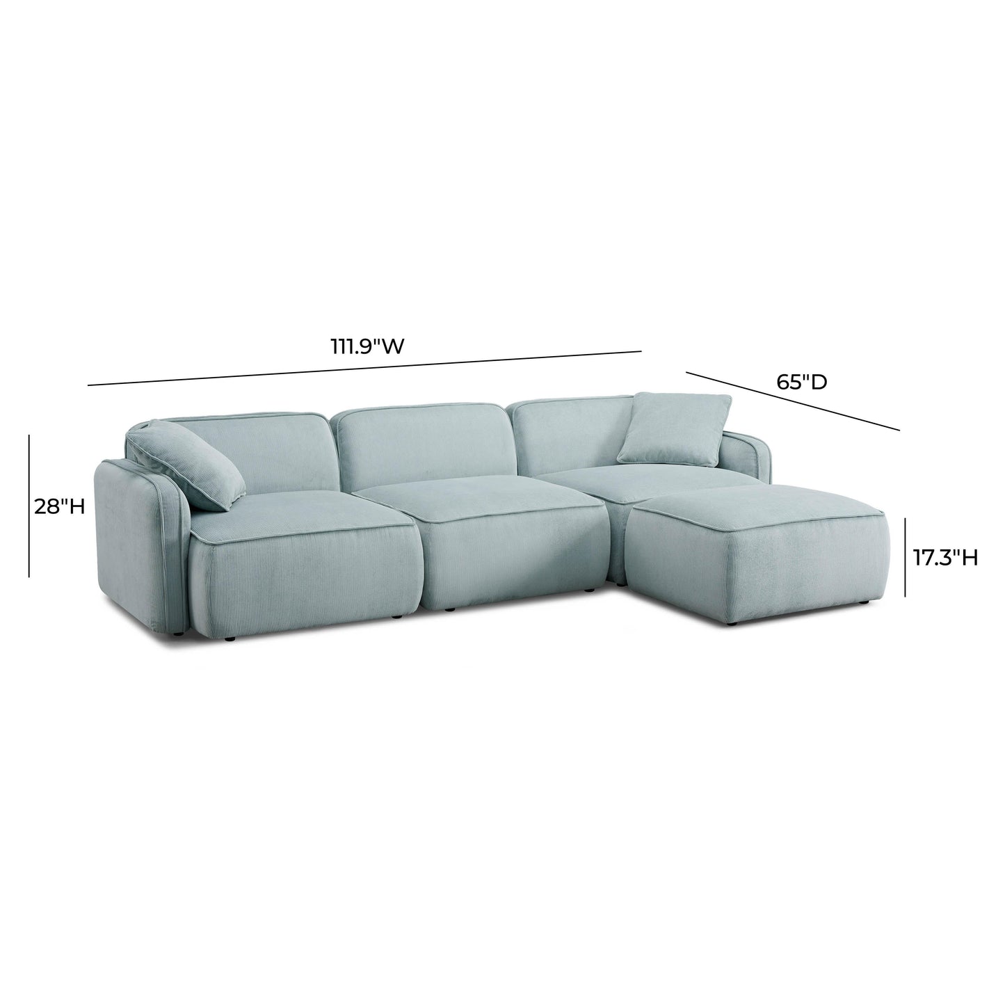 Travie 4 Piece Performance Corduroy Velvet Modular Sectional by TOV L69173