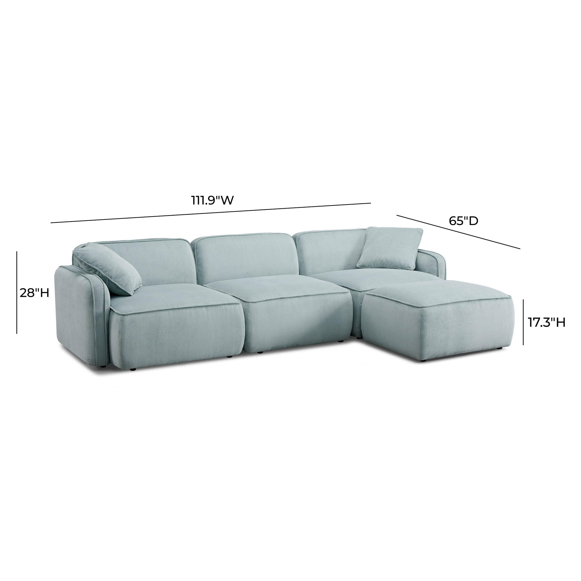 Travie 4 Piece Performance Corduroy Velvet Modular Sectional by TOV L69173