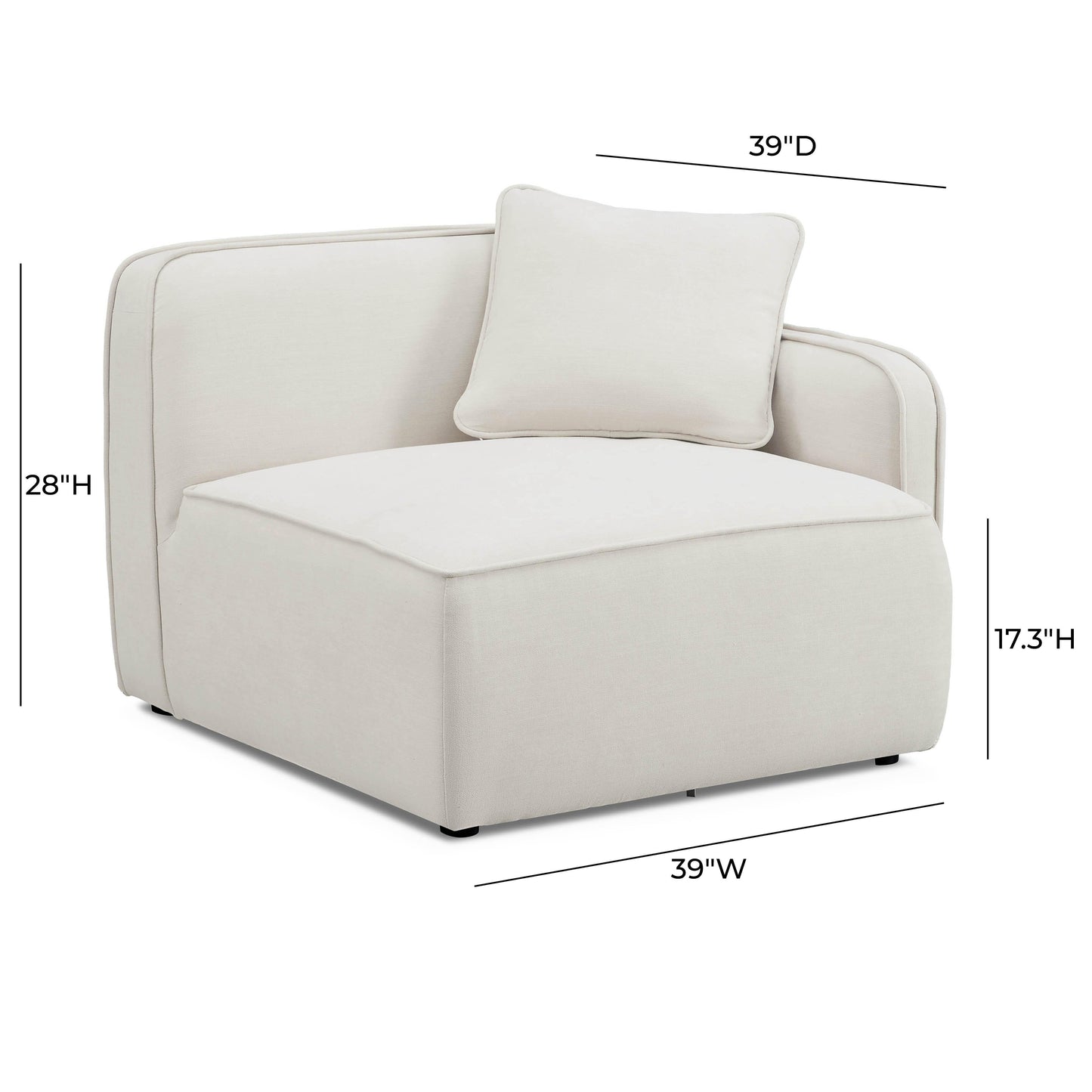 Travie Sand Upcycled Linen Raf Corner Chair by TOV L69201