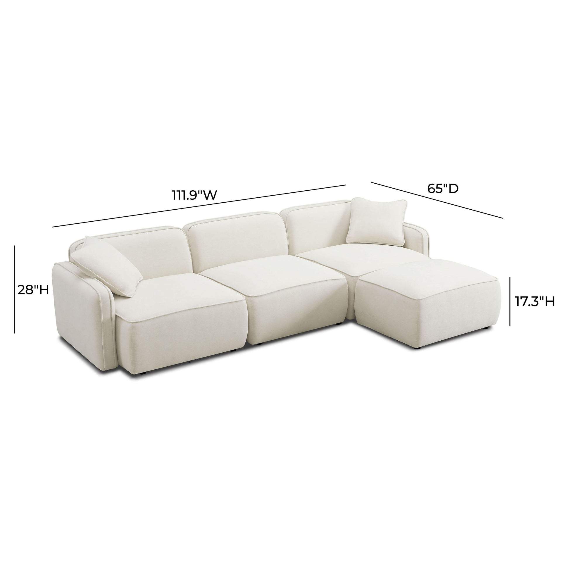 Travie 4 Piece Sand Upcycled Linen Modular Sectional by TOV L69206