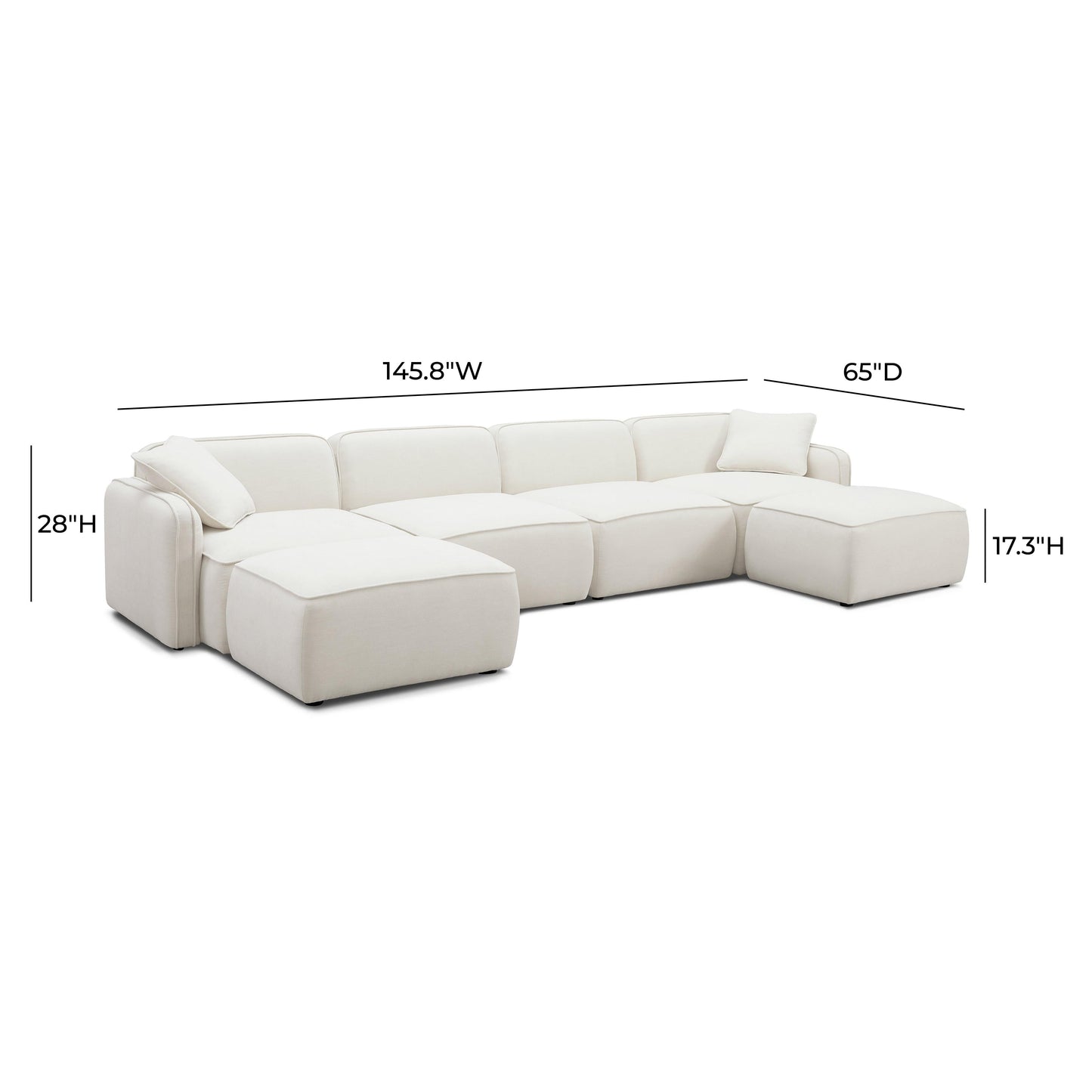 Travie 6 Piece Sand Upcycled Linen Modular U Sectional by TOV L69208