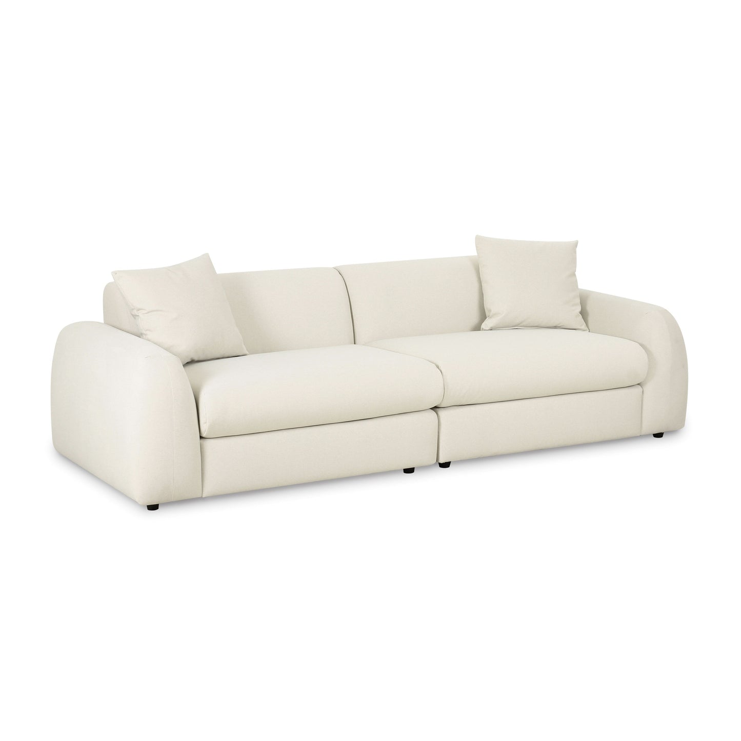 Kourtney 100" Cream Performance Faux Mohair Sofa Cream by Tov Furniture