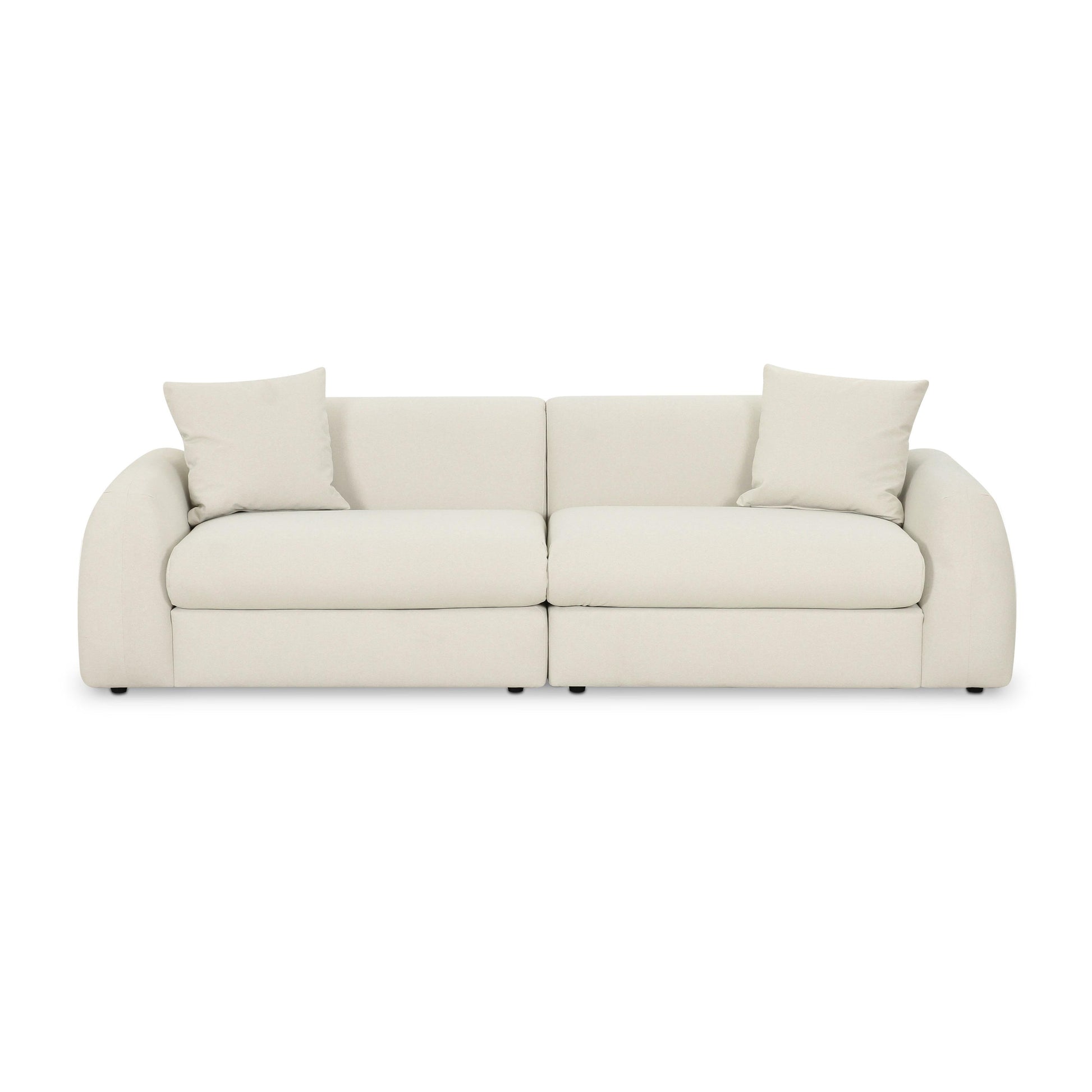 Kourtney 100" Cream Performance Faux Mohair Sofa Cream by Tov Furniture