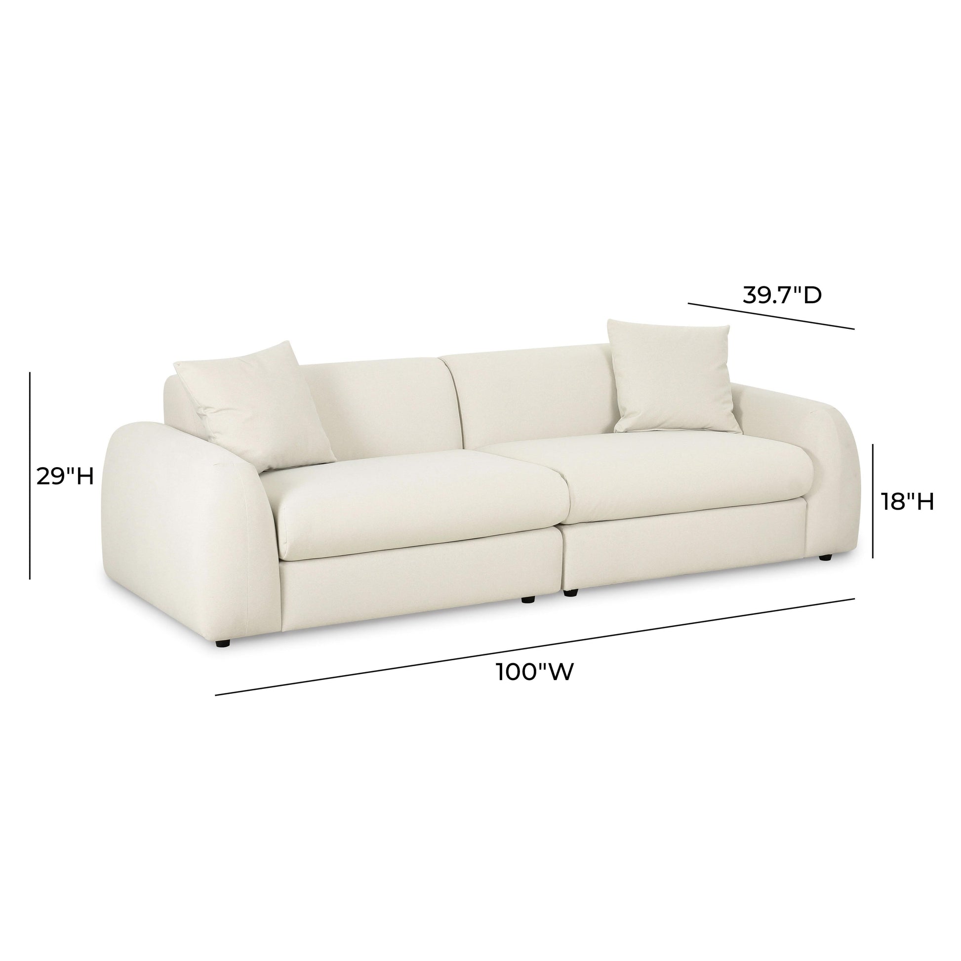 Kourtney 100" Cream Performance Faux Mohair Sofa Cream by Tov Furniture