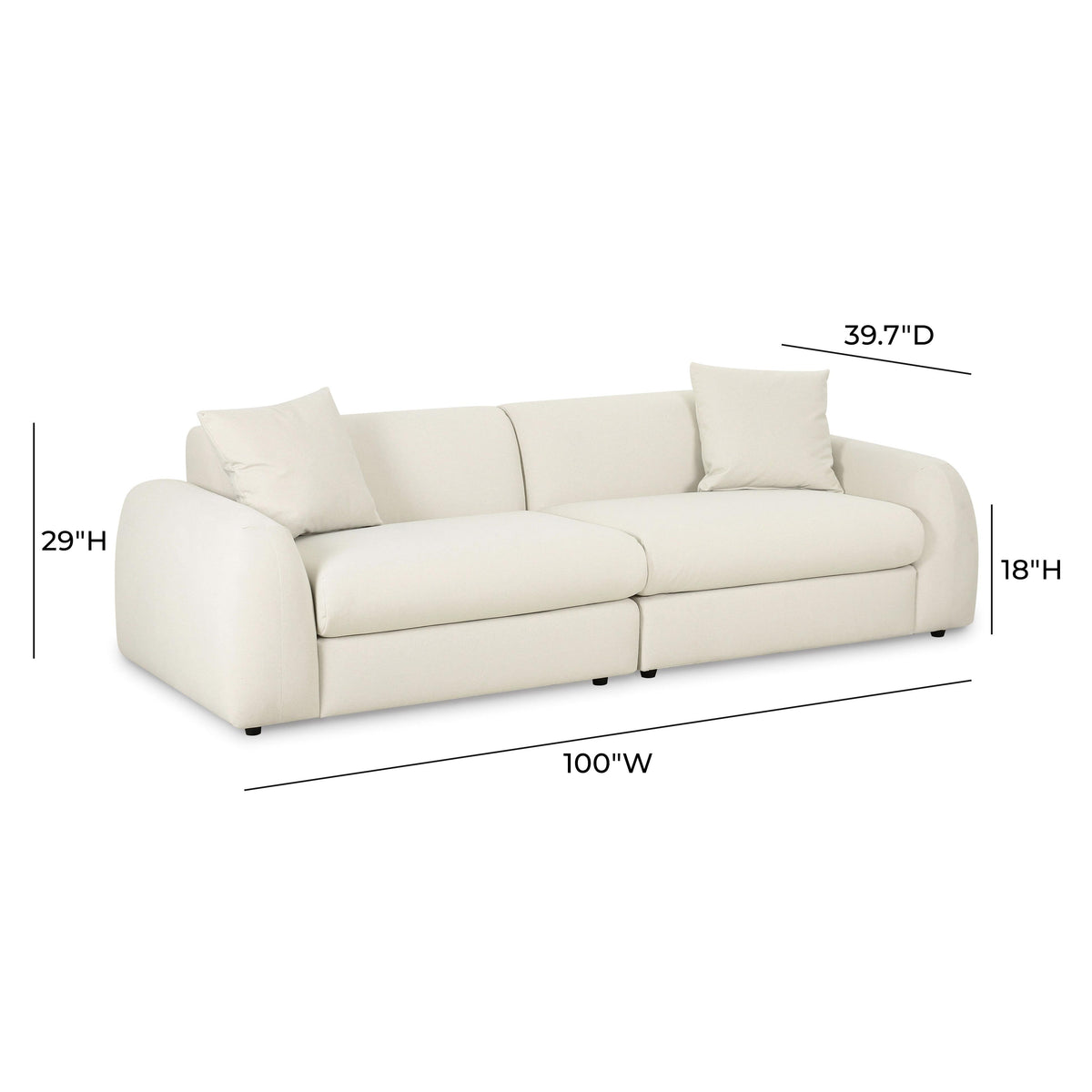 Kourtney 100" Cream Performance Faux Mohair Sofa by TOV Furniture – photo 5 of 6