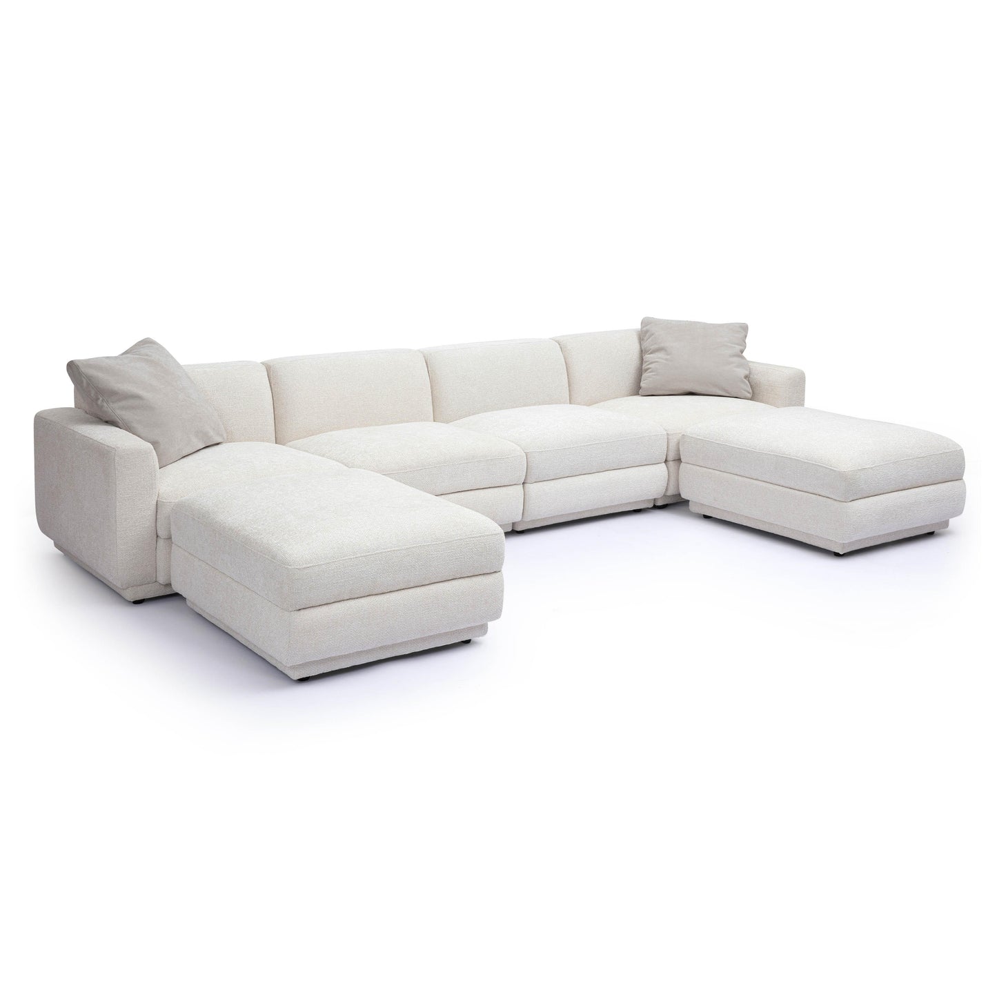 Perry 6 Piece Cream Chenille Modular U Sectional by TOV L69219 Sec1