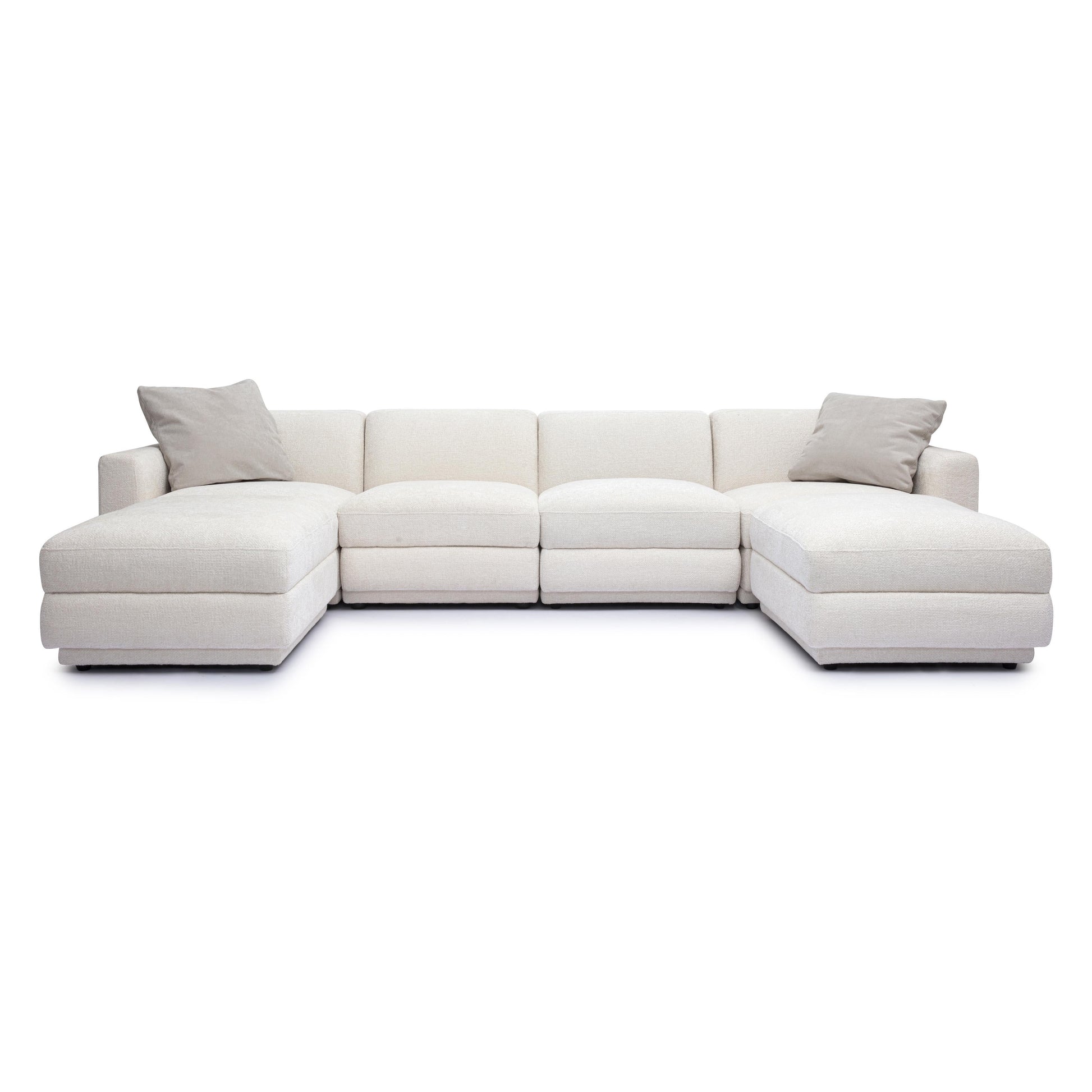 Perry 6 Piece Cream Chenille Modular U Sectional by TOV L69219 Sec1