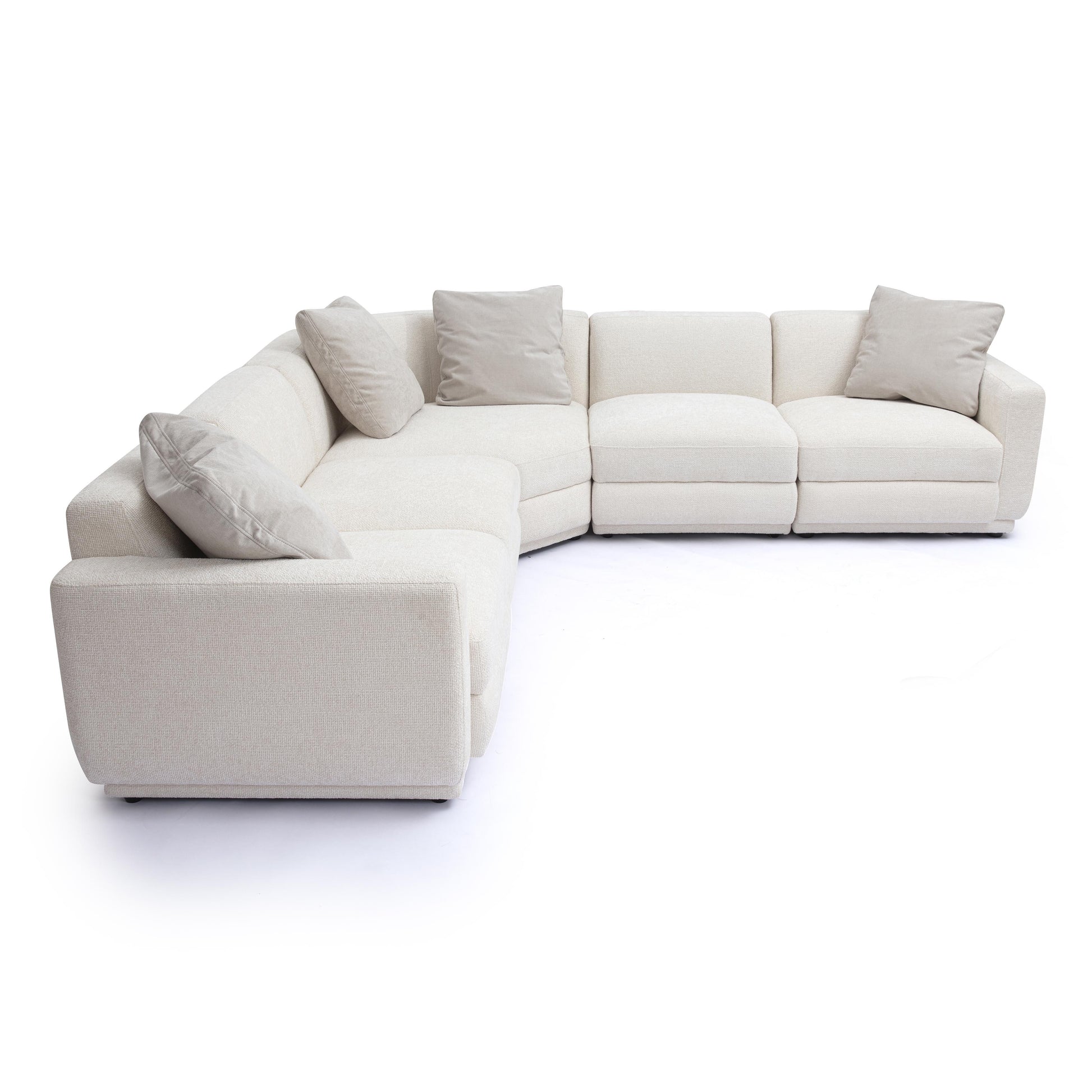 Perry 5 Piece Cream Chenille Modular L Sectional by TOV L69219 Sec4