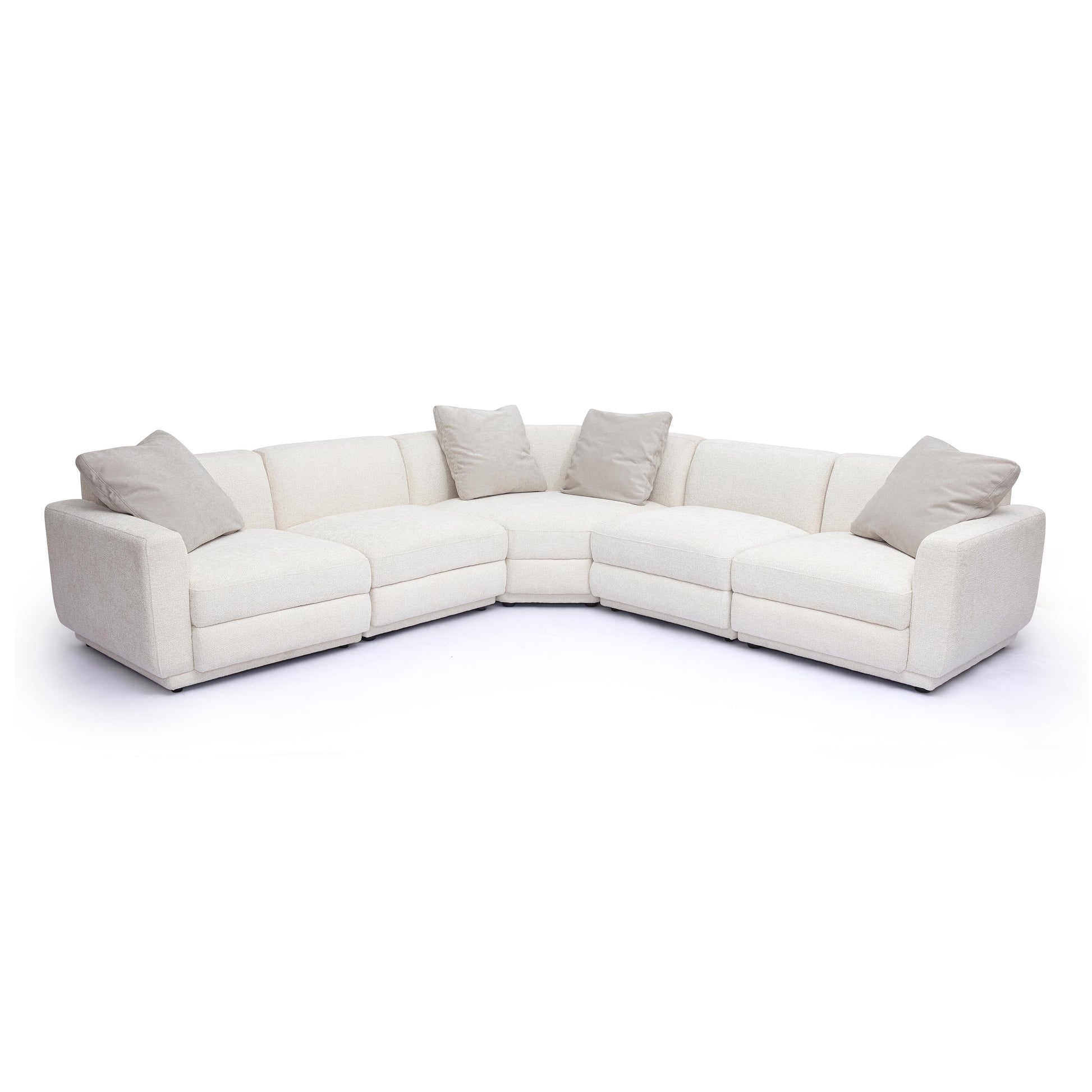 Perry 5 Piece Cream Chenille Modular L Sectional by TOV L69219 Sec4