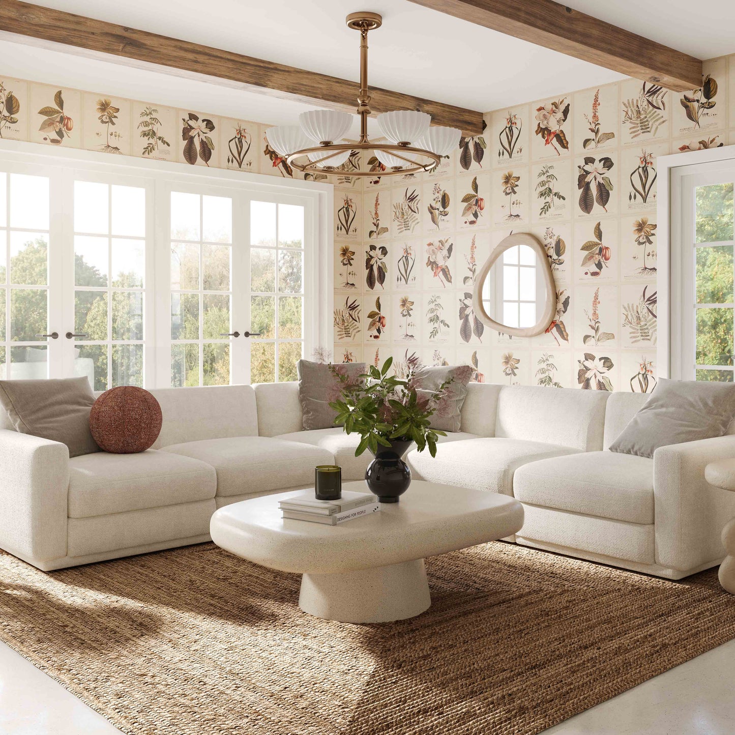 Perry 5-Piece Cream Performance Chenille Modular L-Sectional Cream by Tov Furniture