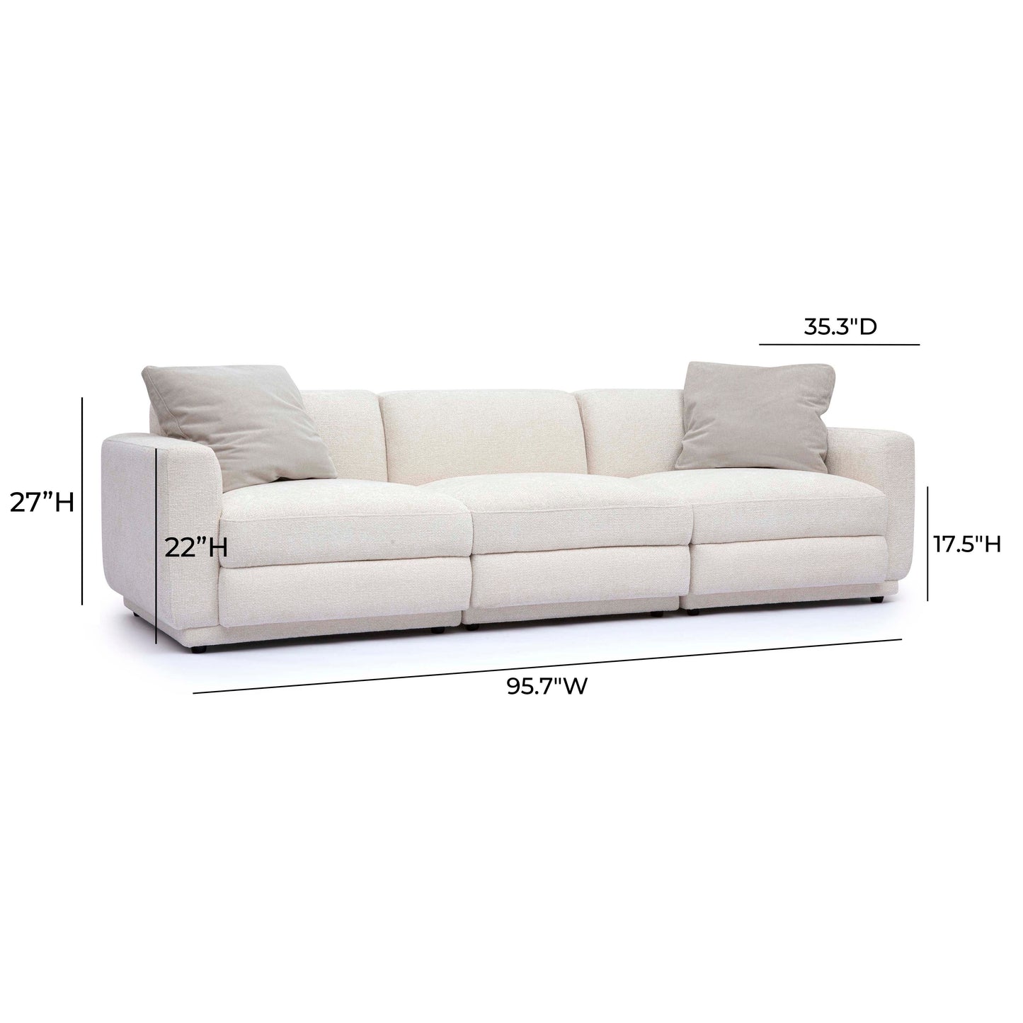Perry 96 Cream Chenille Modular Sofa by TOV L69220 So