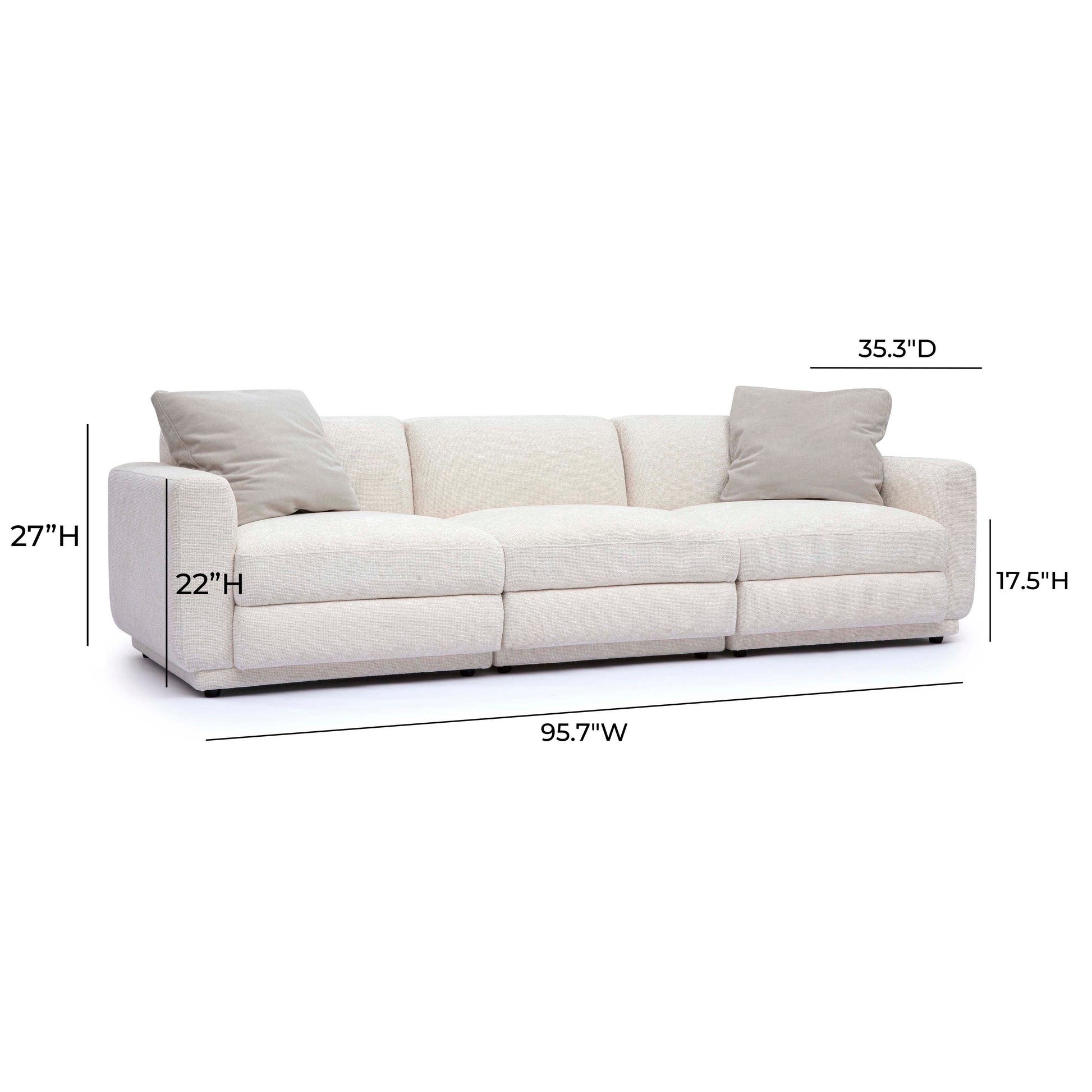 Perry 96 Cream Chenille Modular Sofa by TOV L69220 So