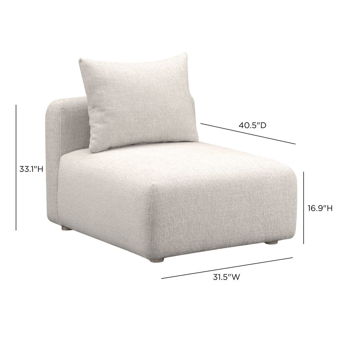 Hangover Contract-Grade Textured Fabric Modular Armless Chair in Cream by TOV Furniture – photo 5 of 5