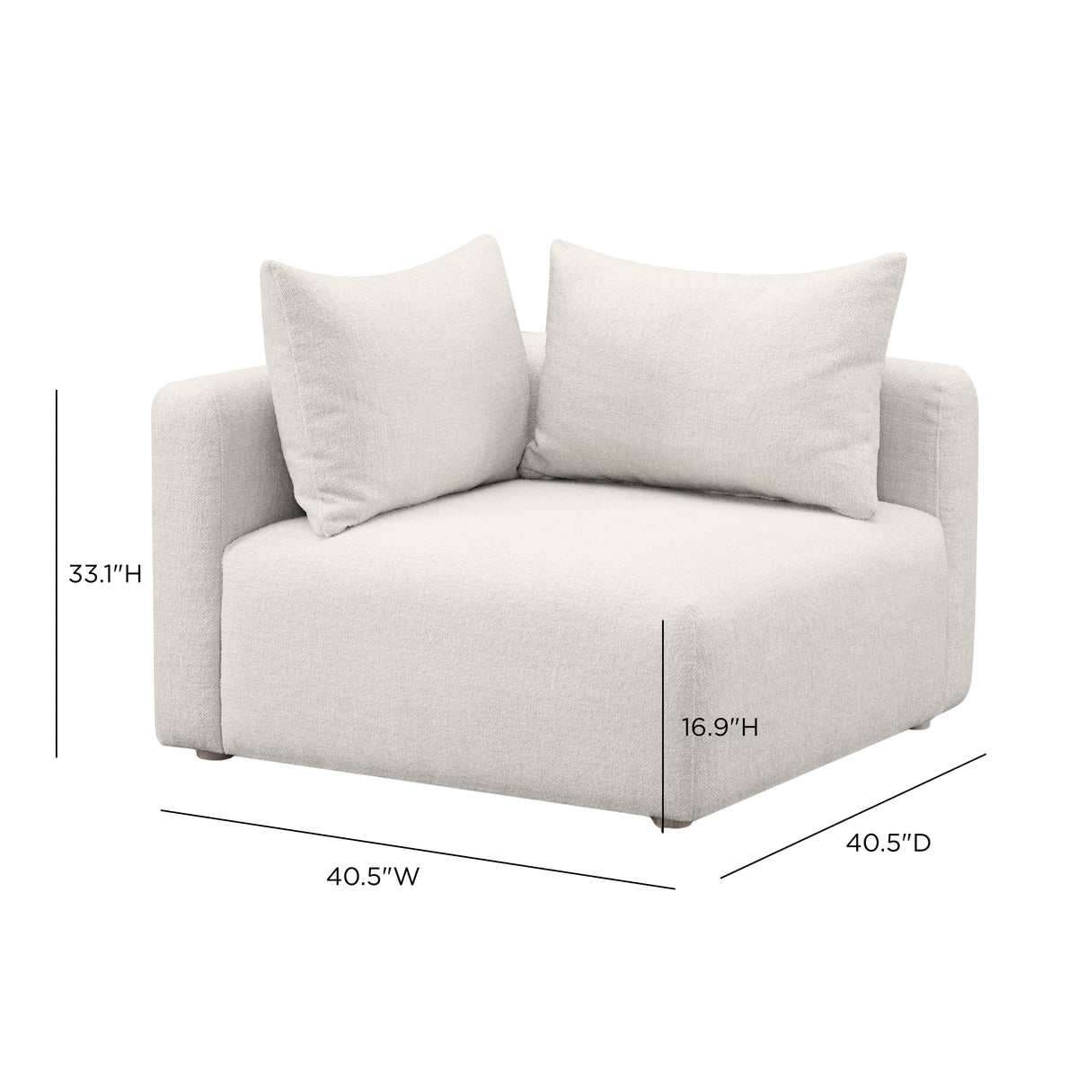 Hangover Contract-Grade Textured Fabric Modular Corner Chair in Cream by TOV Furniture – photo 6 of 6