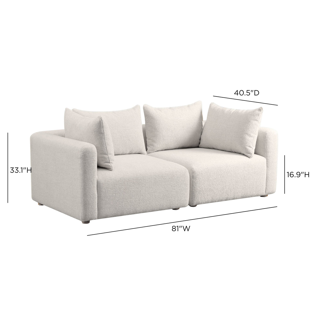 Hangover Cream Contract-Grade Textured Fabric Loveseat by TOV Furniture – photo 5 of 5