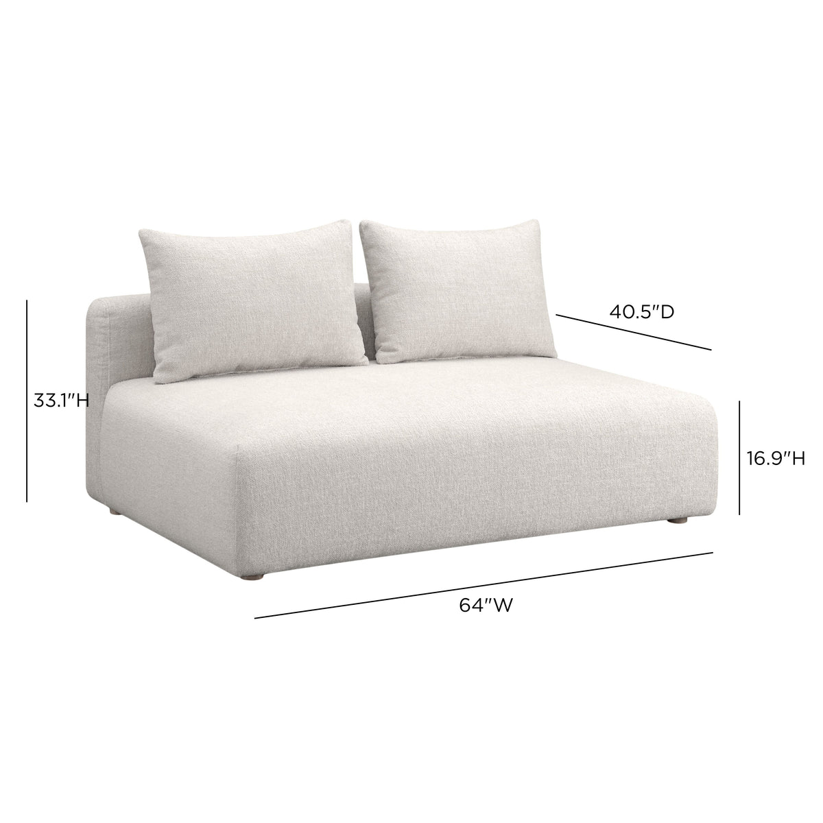 Hangover Cream Contract-Grade Textured Fabric Modular Loveseat by TOV Furniture – photo 4 of 4