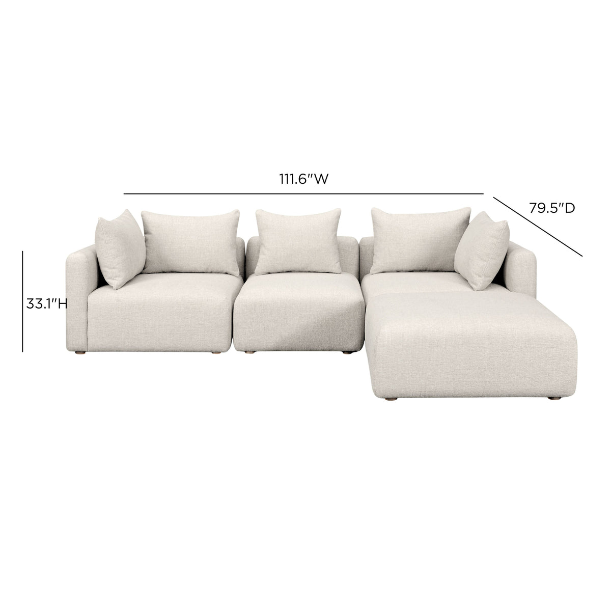 Hangover Cream Contract-Grade Textured Fabric 4-Piece Modular Sectional by TOV Furniture – photo 4 of 4