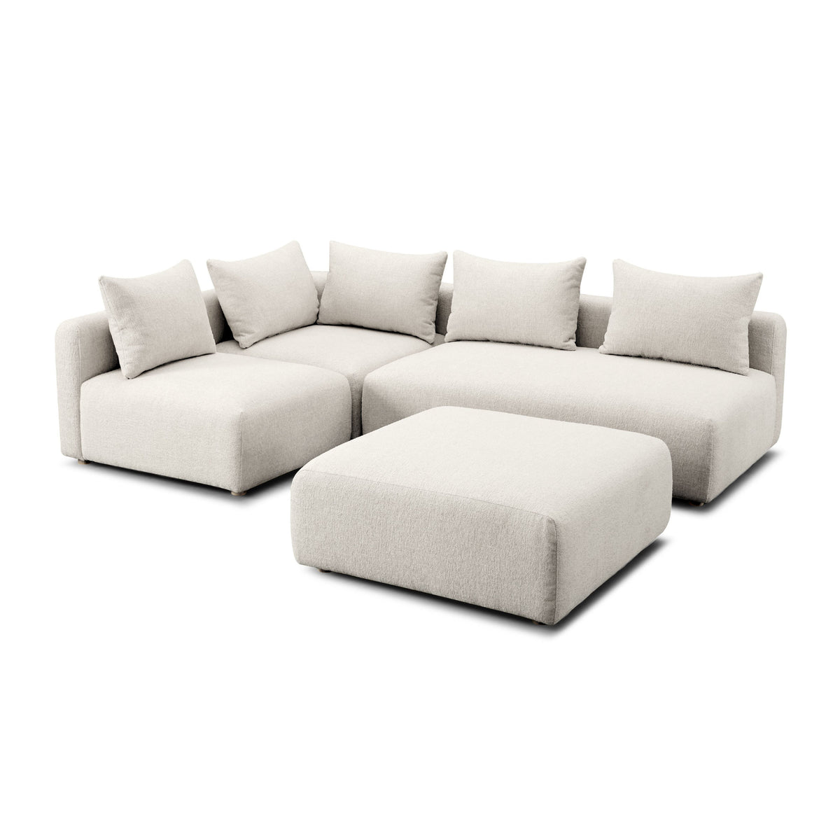 Hangover Cream Contract-Grade Textured Fabric 4-Piece Modular Chaise Sectional by TOV Furniture – photo 3 of 6