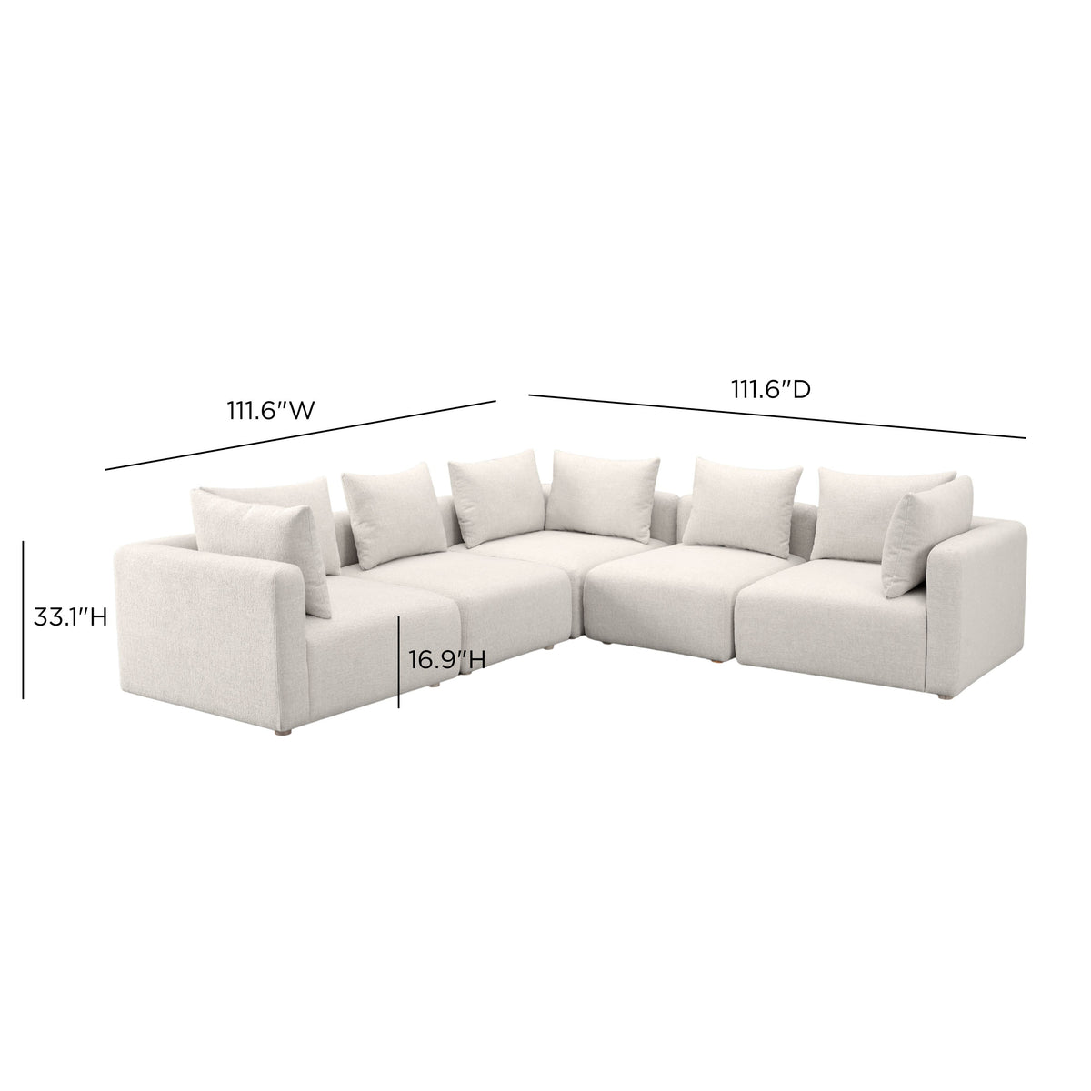 Hangover Cream Contract-Grade Textured Fabric 5-Piece Modular L-Sectional by TOV Furniture – photo 4 of 4