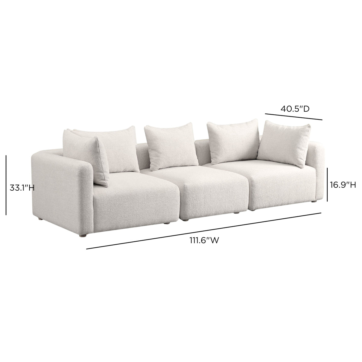 Hangover Cream Contract-Grade Textured Fabric Sofa by TOV Furniture – photo 5 of 5
