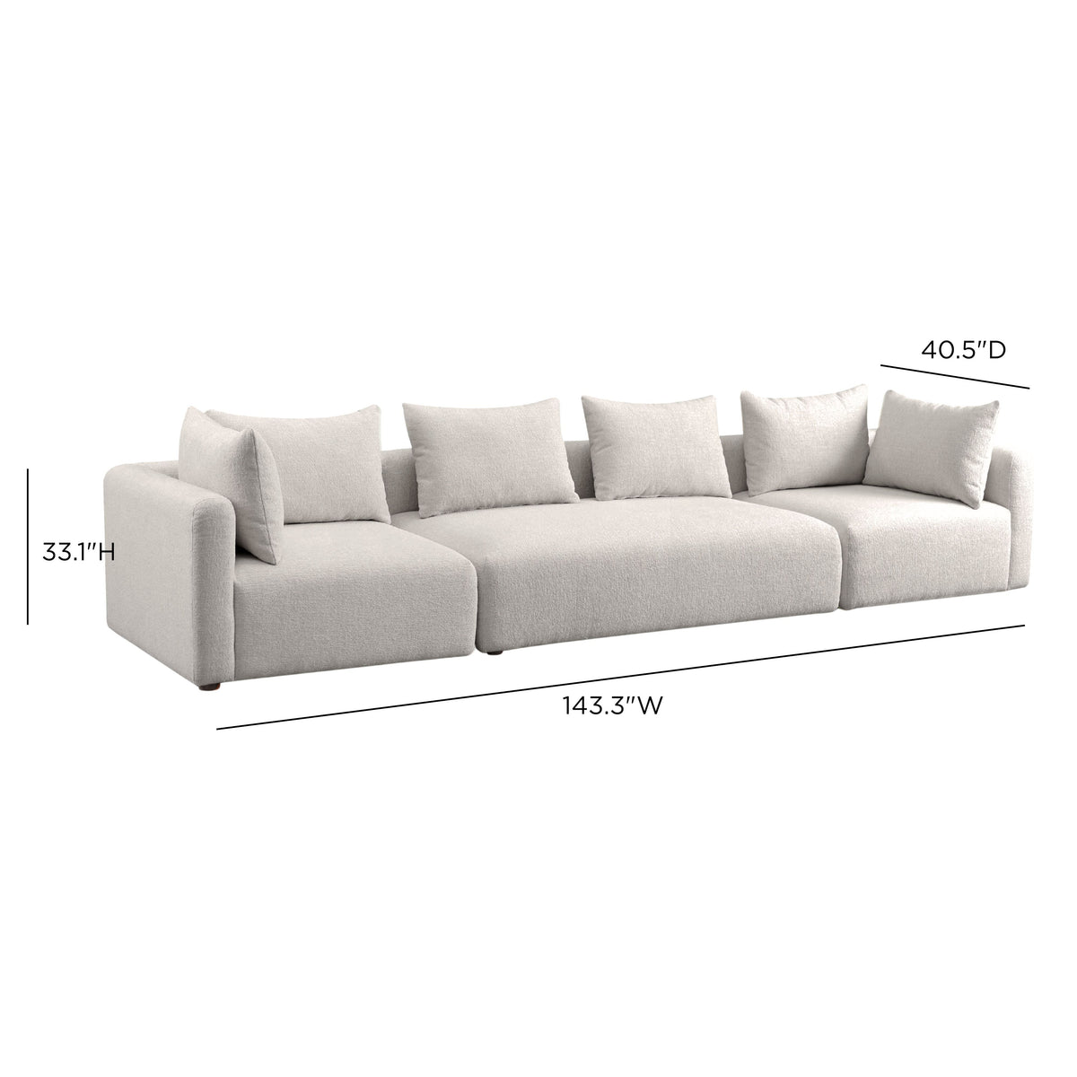 Hangover Cream Contract-Grade Textured Fabric 145" Long Sofa by TOV Furniture – photo 5 of 5