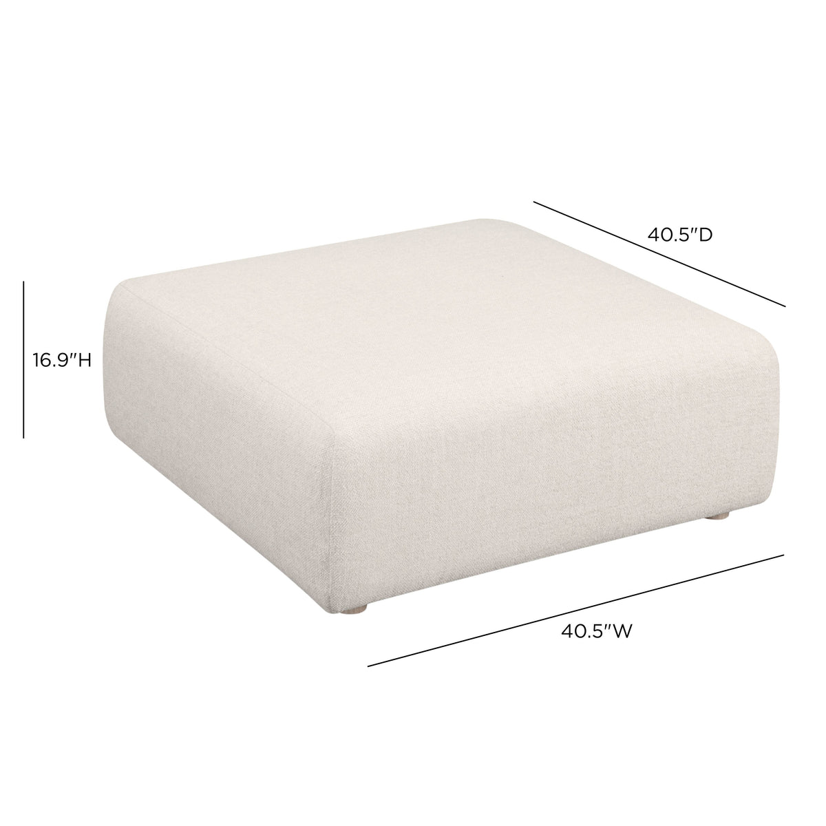 Hangover Cream Contract-Grade Textured Fabric Ottoman by TOV Furniture – photo 5 of 5