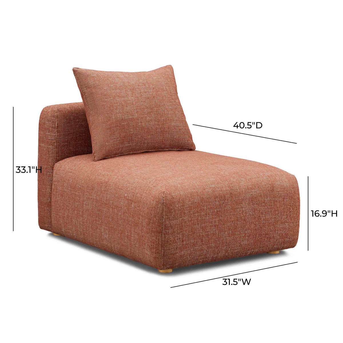 Hangover Contract-Grade Textured Fabric Modular Armless Chair in Red by TOV Furniture – photo 5 of 5