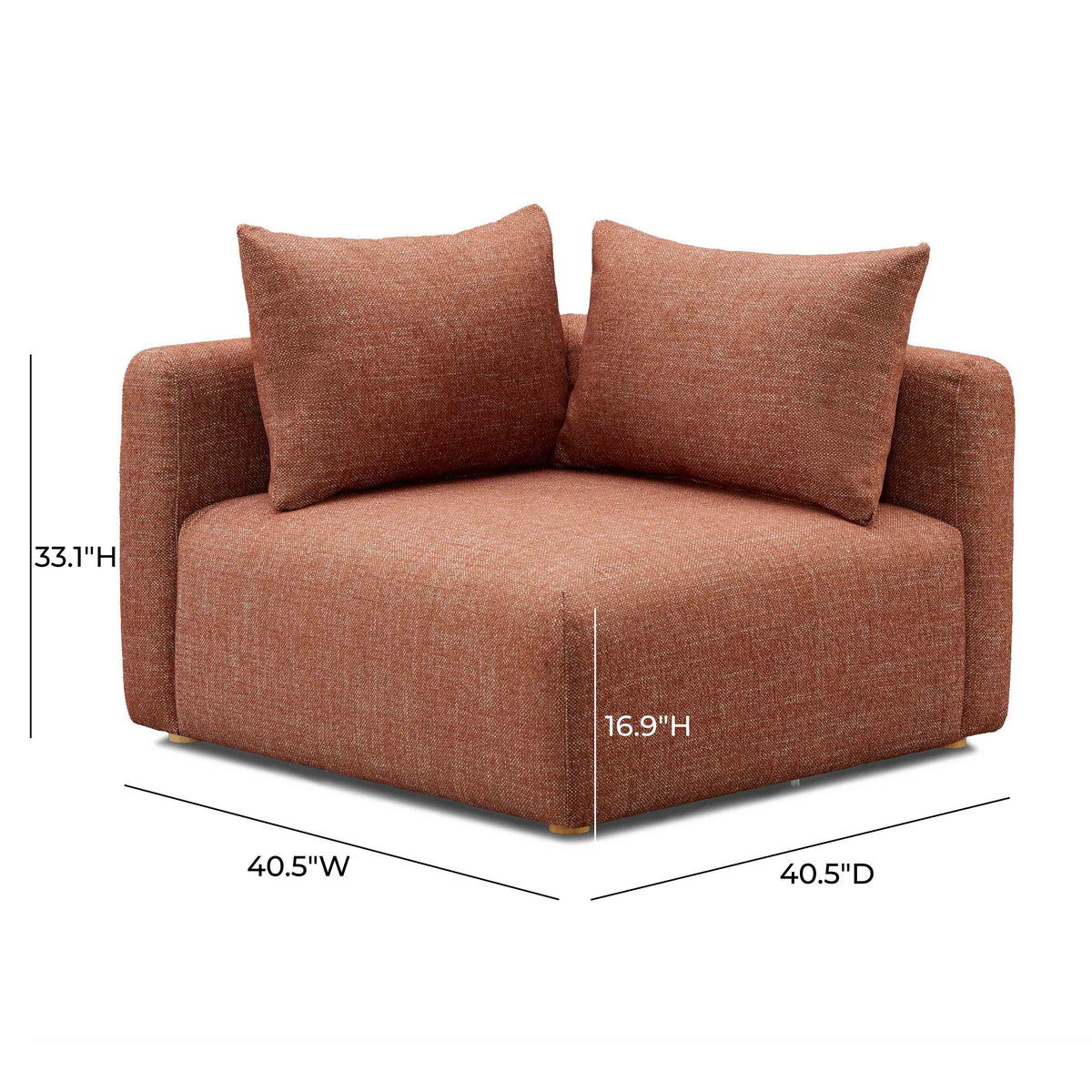 Hangover Contract-Grade Textured Fabric Modular Corner Chair in Red by TOV Furniture – photo 6 of 6