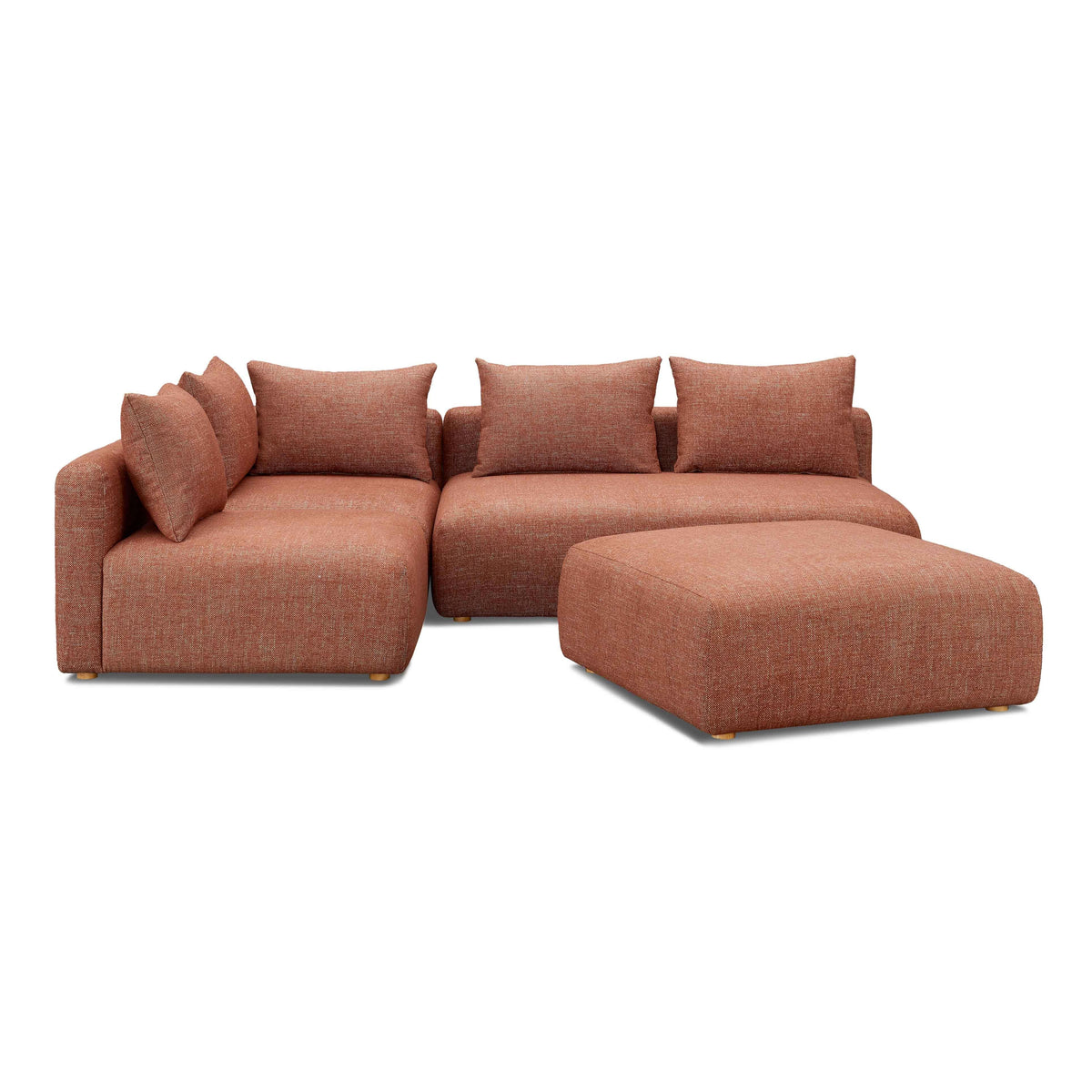 Hangover Sedona Red Contract-Grade Textured Fabric 4-Piece Modular Chaise Sectional by TOV Furniture – photo 1 of 6