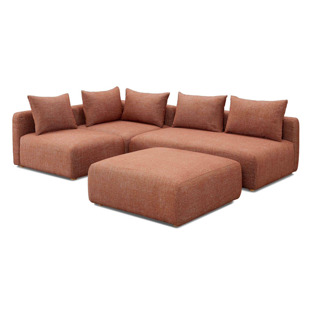 Hangover Sedona Red Contract-Grade Textured Fabric 4-Piece Modular Chaise Sectional by TOV Furniture – photo 3 of 6