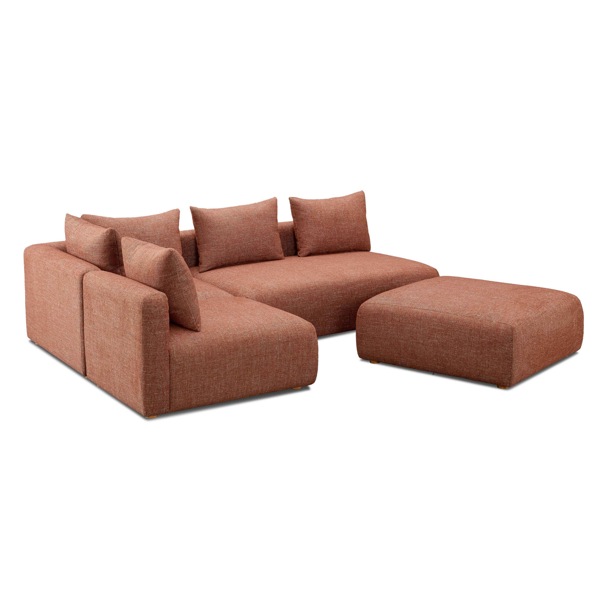 Hangover Sedona Red Contract-Grade Textured Fabric 4-Piece Modular Chaise Sectional by TOV Furniture – photo 4 of 6