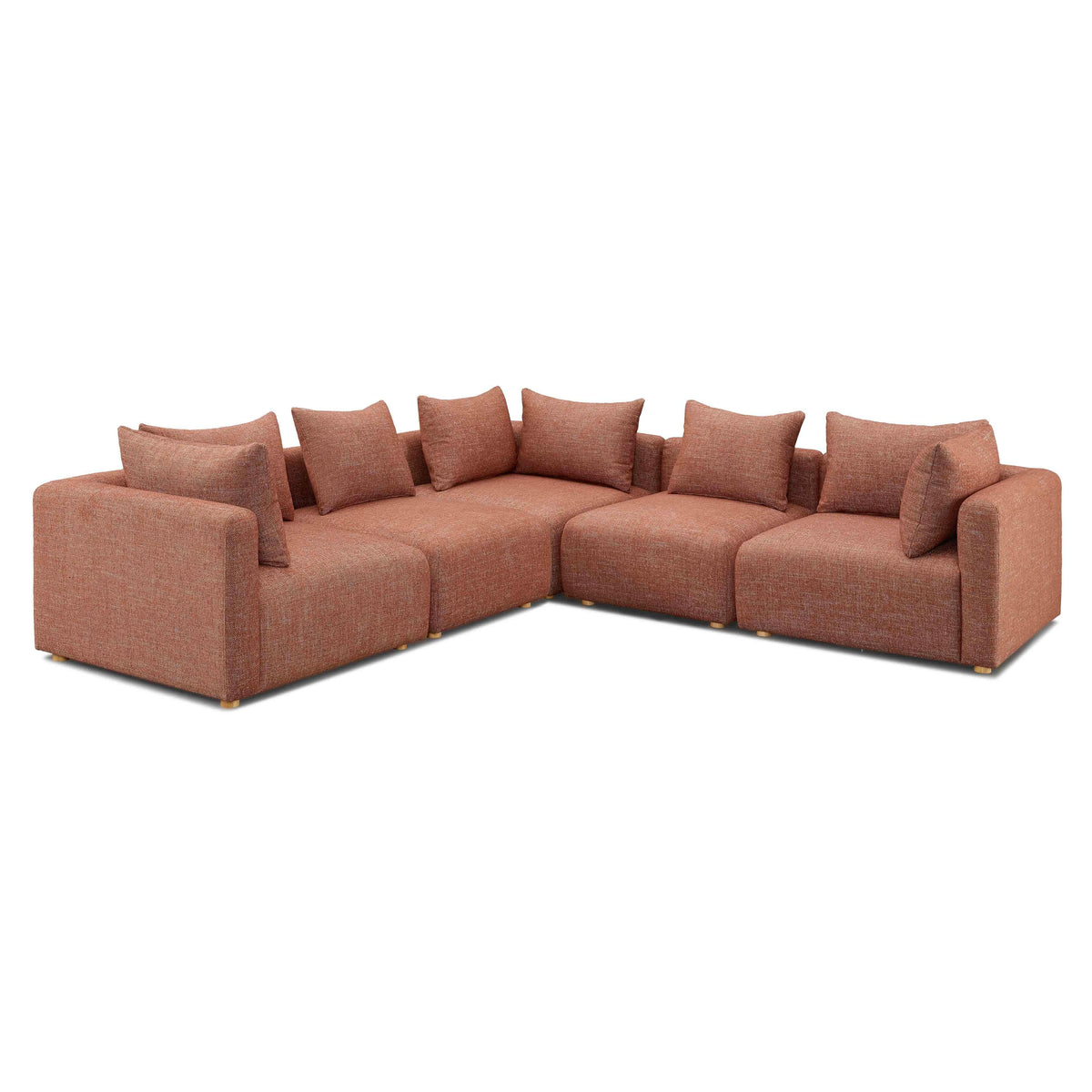 Hangover Sedona Red Contract-Grade Textured Fabric 5-Piece Modular L-Sectional by TOV Furniture – photo 1 of 4