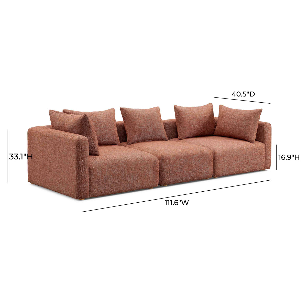 Hangover Sedona Red Contract-Grade Textured Fabric Sofa by TOV Furniture – photo 5 of 5
