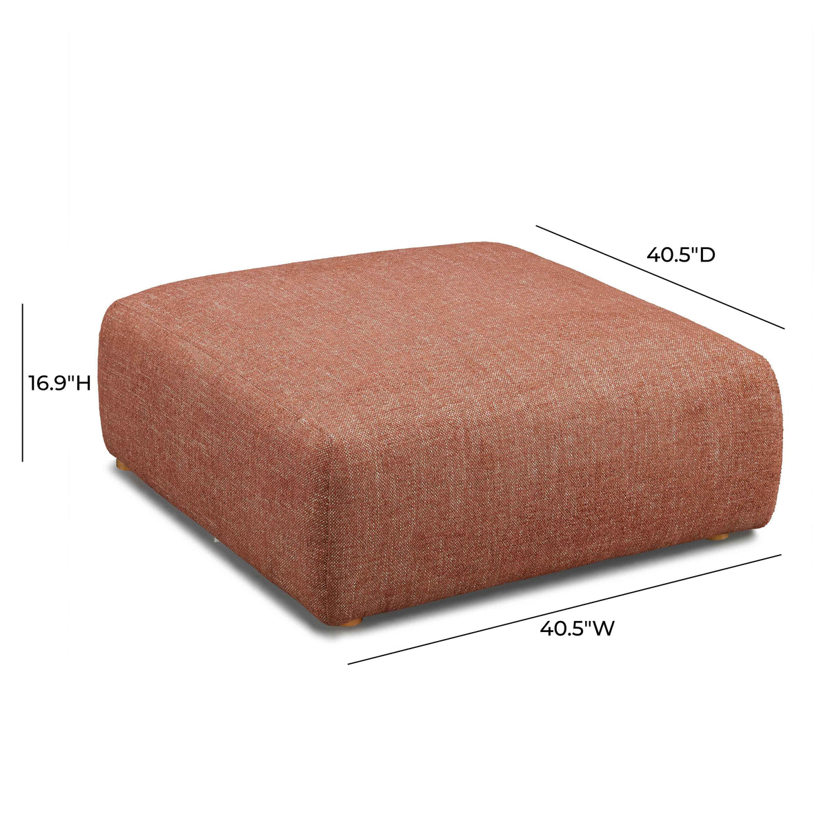 Hangover Sedona Red Contract-Grade Textured Fabric Ottoman by TOV Furniture – photo 5 of 5