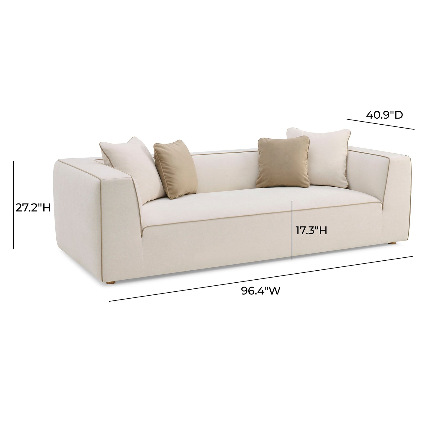 Tristine 96 Cream Linen Sofa by TOV L69251