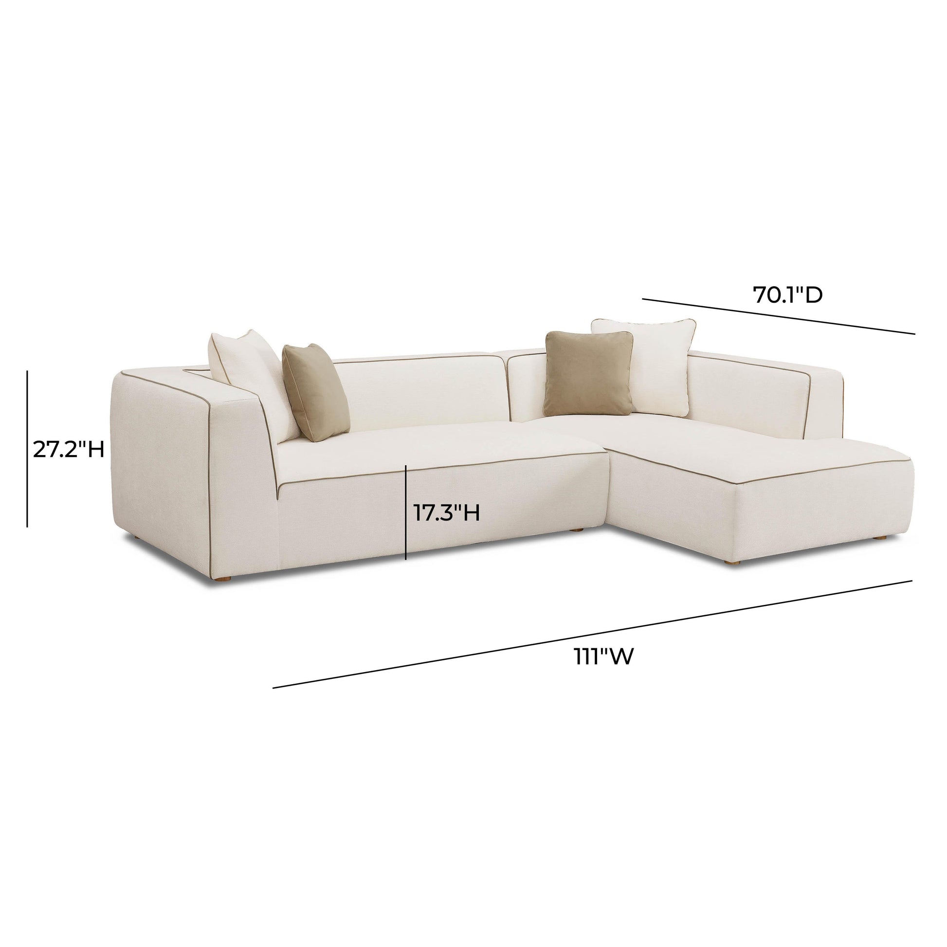 Tristine 2 Piece Cream Linen L Shaped Sectional by TOV L69253 Sec