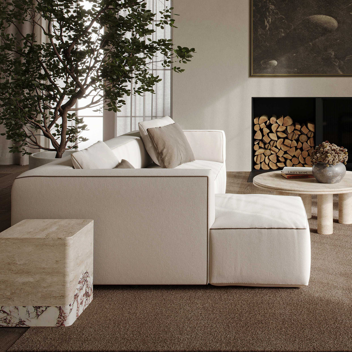 Tristine Cream Contract-Grade Linen LAF Sectional by TOV Furniture – photo 2 of 6