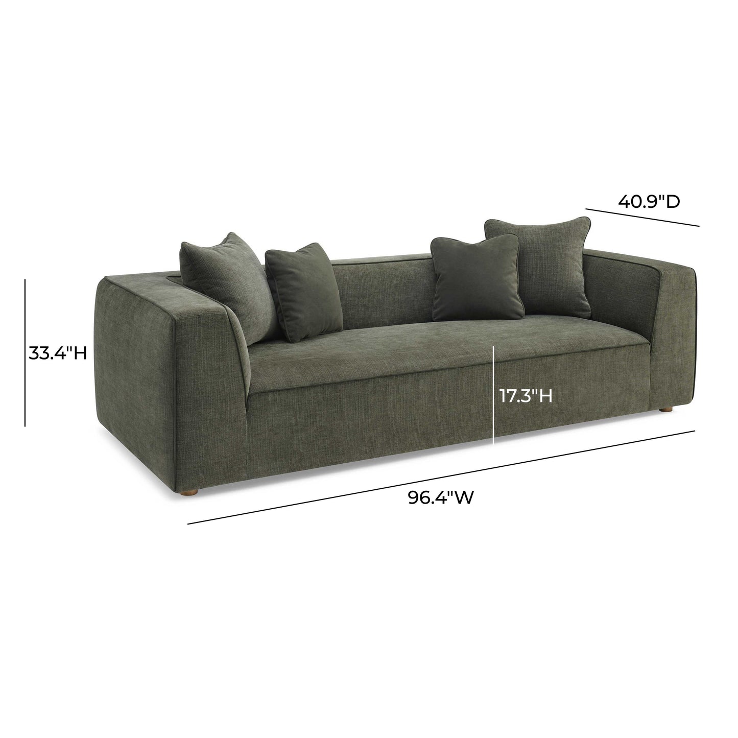 Tristine 96" Olive Green Upcycled Performance Basketweave Sofa Olive Green by Tov Furniture