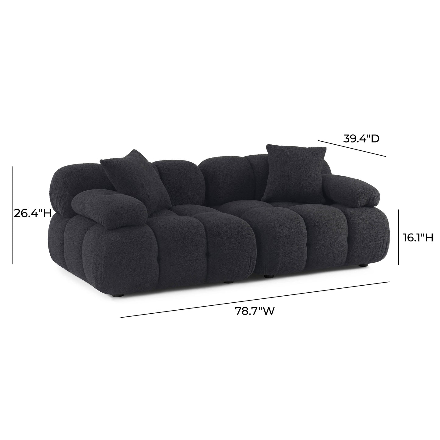 Calliope 79 Vegan Shearling Modular Loveseat by TOV L69305