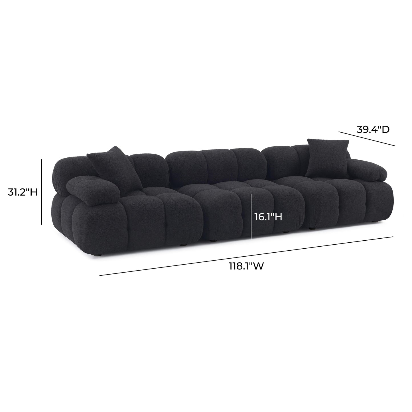 Calliope 118 Vegan Shearling Modular Sofa by TOV L68924