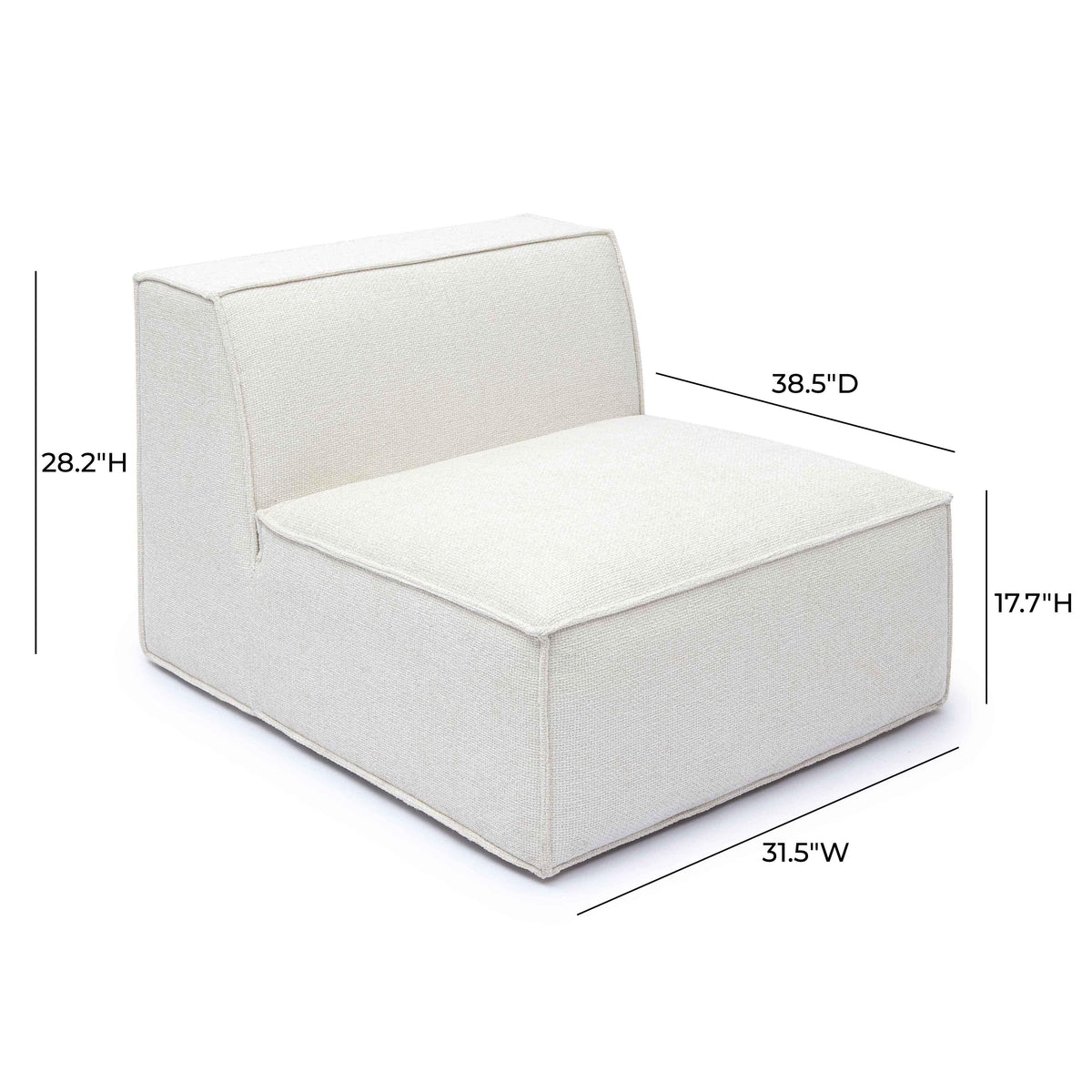 Mindy Performance Chenille Basketweave Modular Armless Chair in Cream by TOV Furniture – photo 6 of 6
