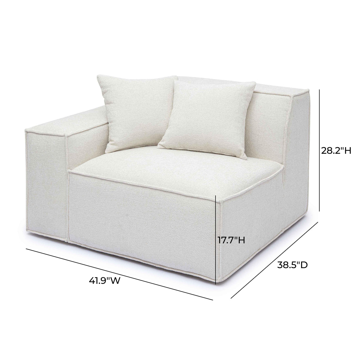 Mindy Performance Chenille Basketweave Modular Corner Chair in Cream / LAF by TOV Furniture – photo 6 of 6