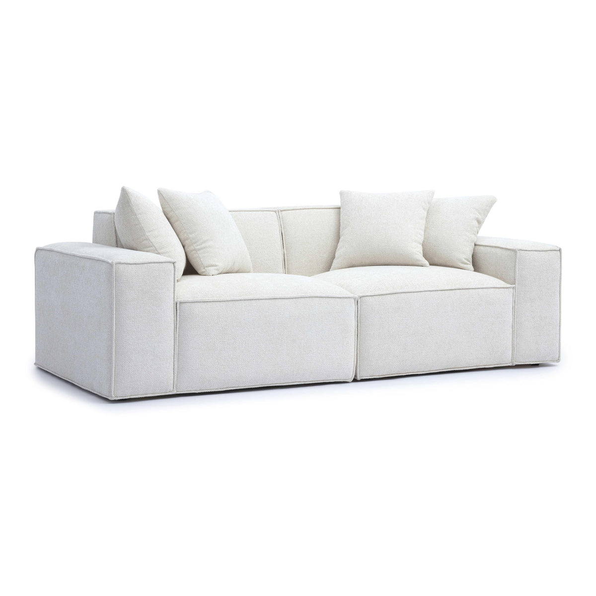 Mindy Cream Performance Chenille Basketweave Modular Loveseat by TOV Furniture – photo 3 of 6