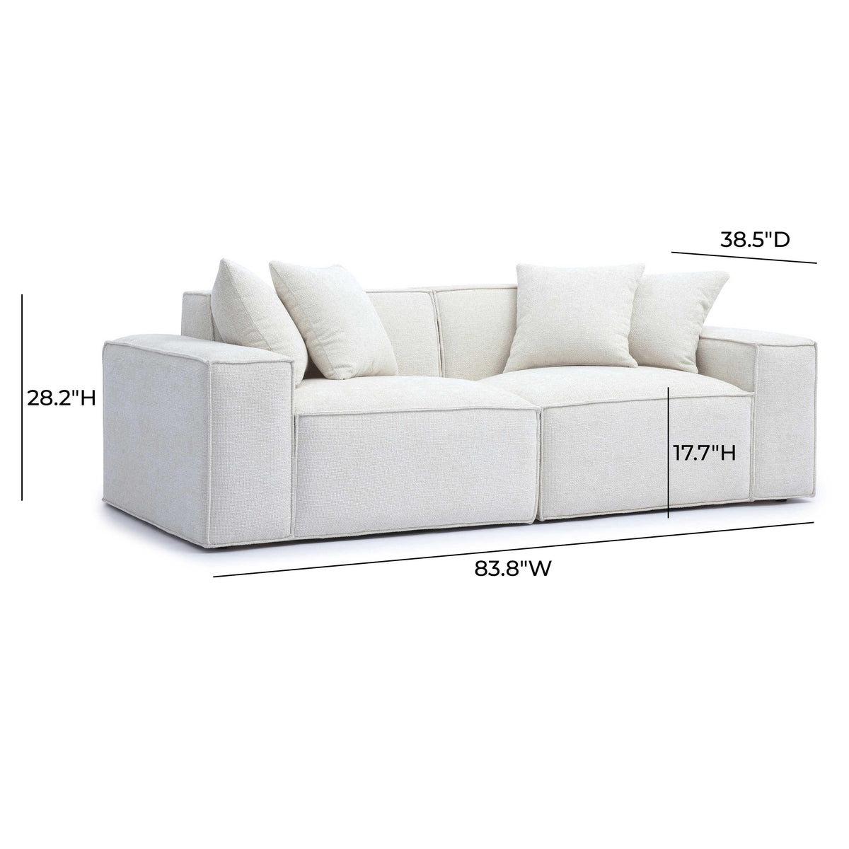 Mindy Cream Performance Chenille Basketweave Modular Loveseat by TOV Furniture – photo 6 of 6