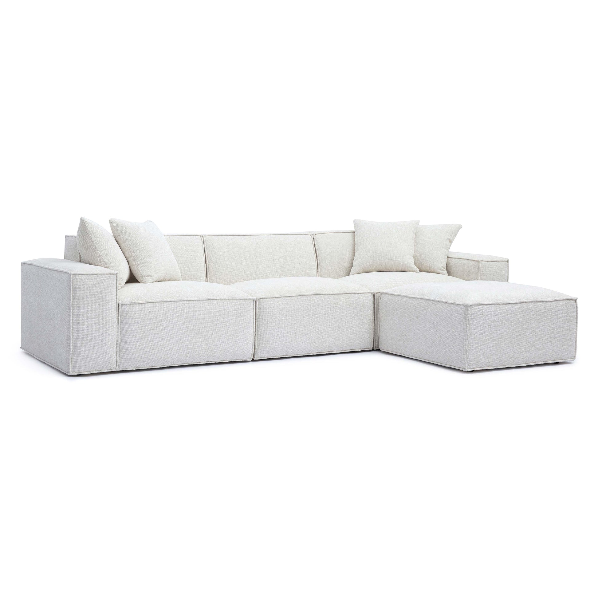 Mindy 4 Piece Chenille Basketweave Modular Sectional by TOV L69317 Sec