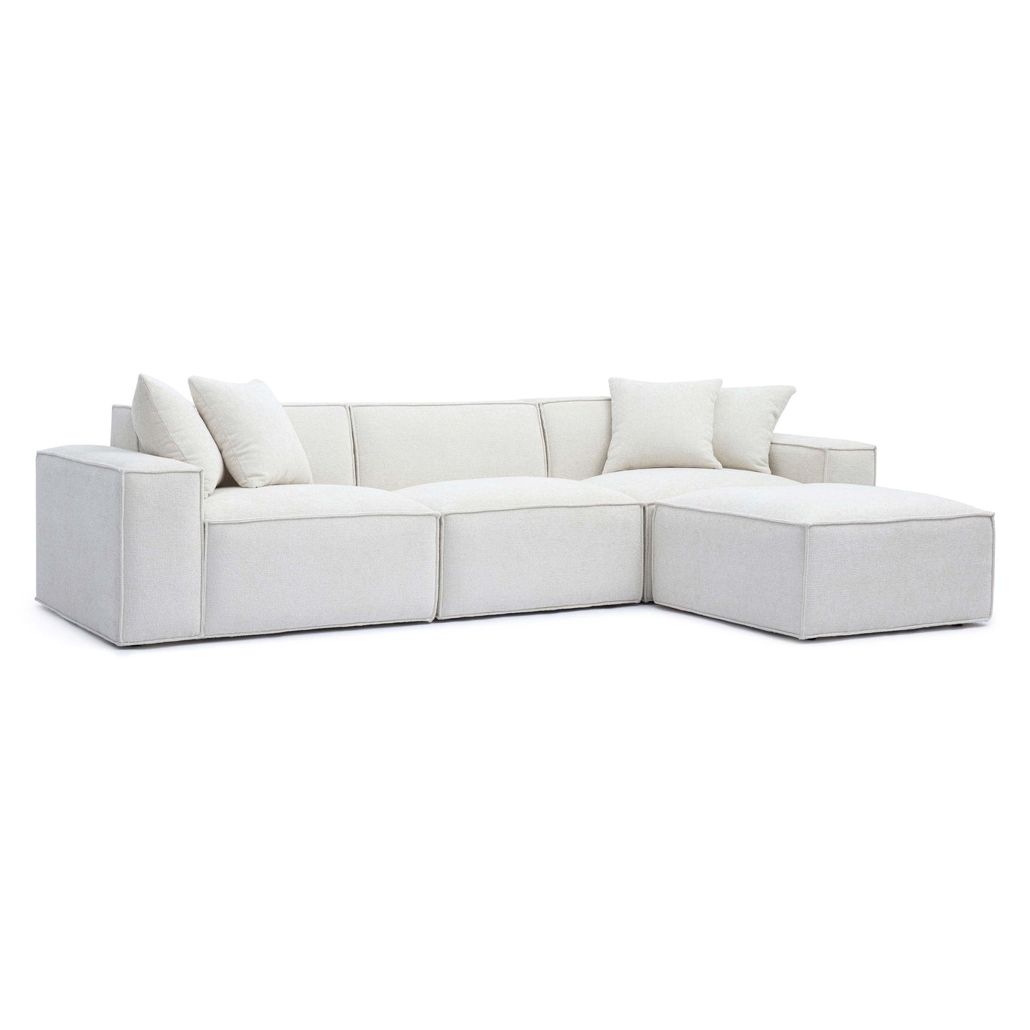 Mindy 4 Piece Chenille Basketweave Modular Sectional by TOV L69319 Sec