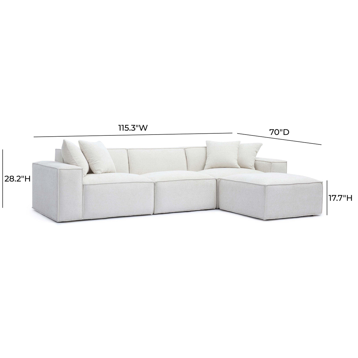 Mindy Cream Performance Chenille Basketweave Modular Sectional by TOV Furniture – photo 6 of 6